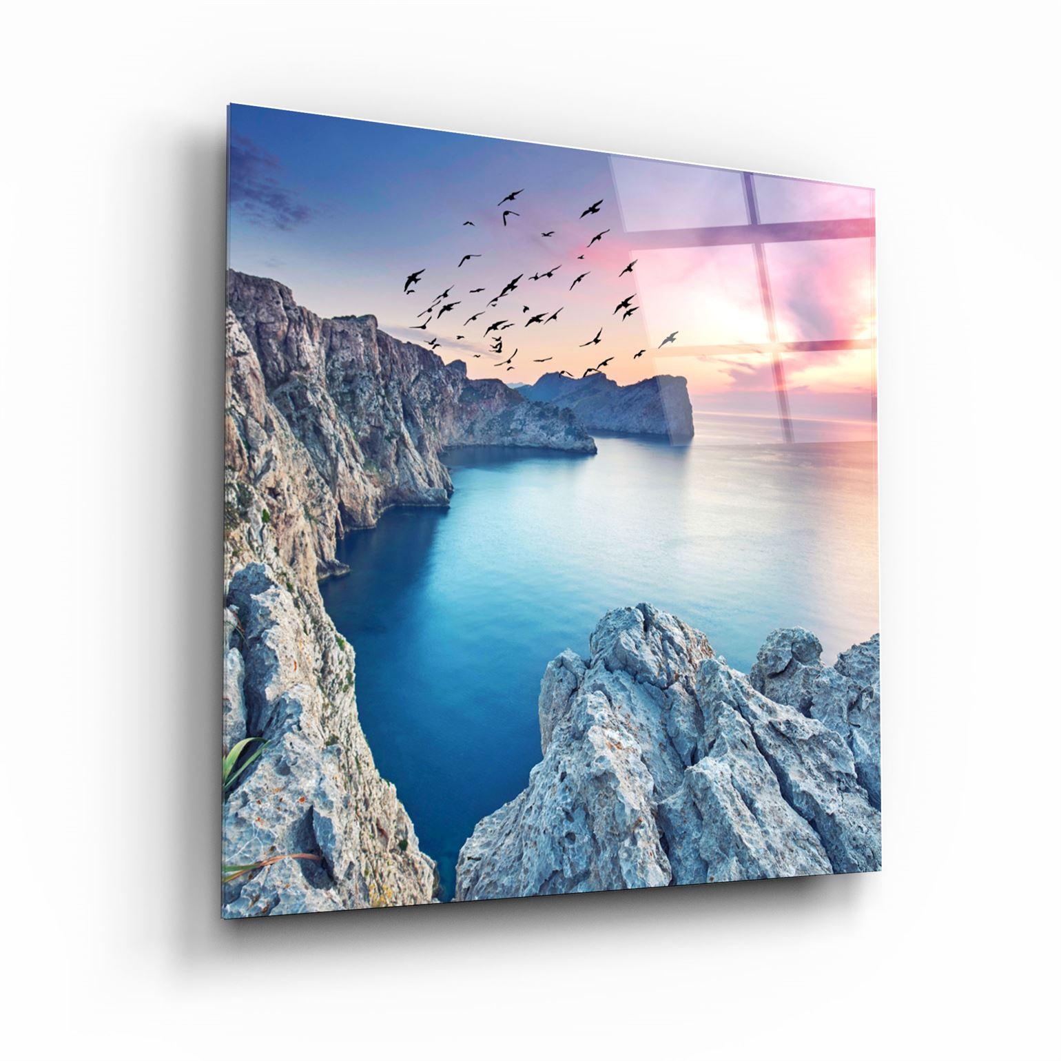 ・"Red Sunset"・Glass Wall Art
