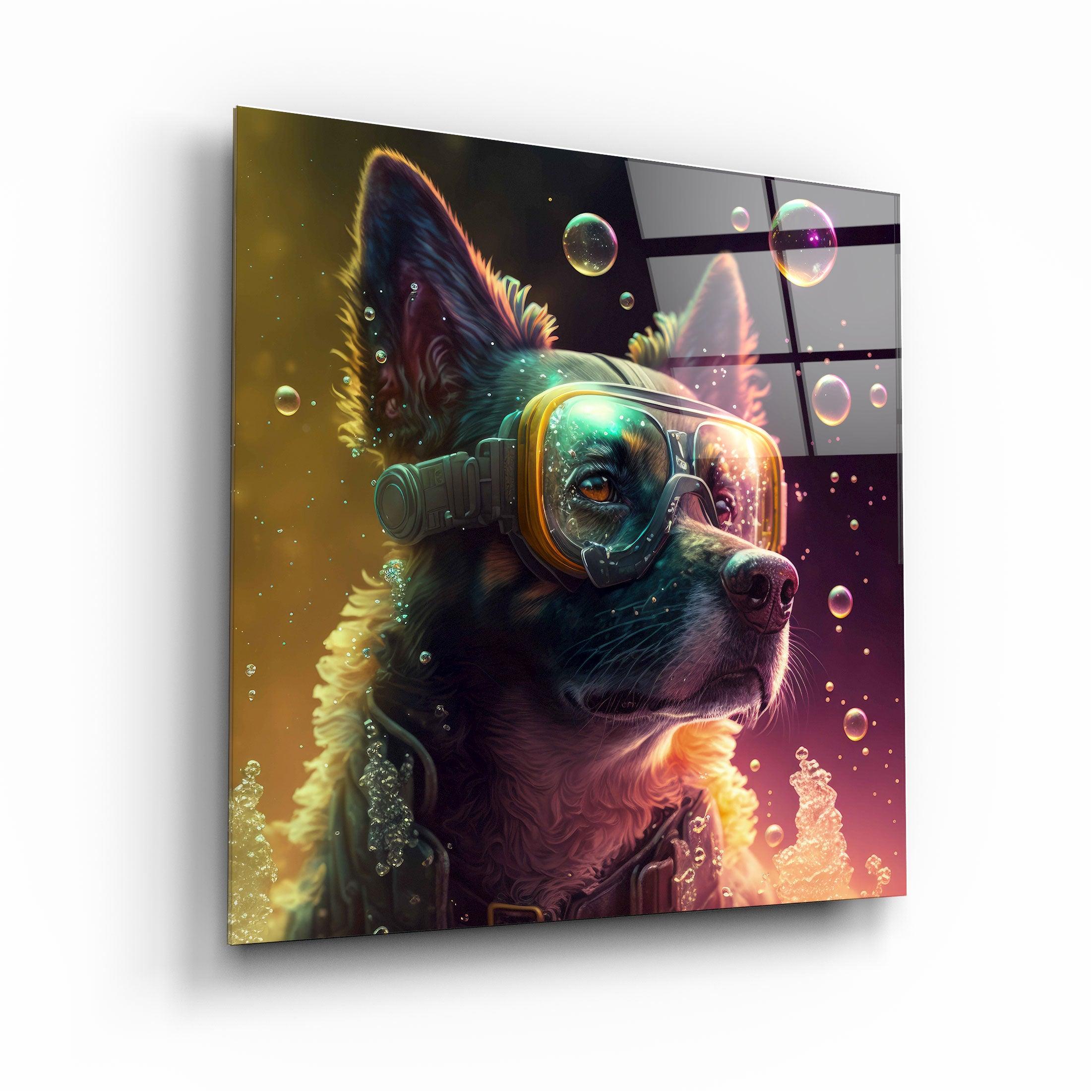 ."Spy Dog". Secret World Collection Glass Wall Art