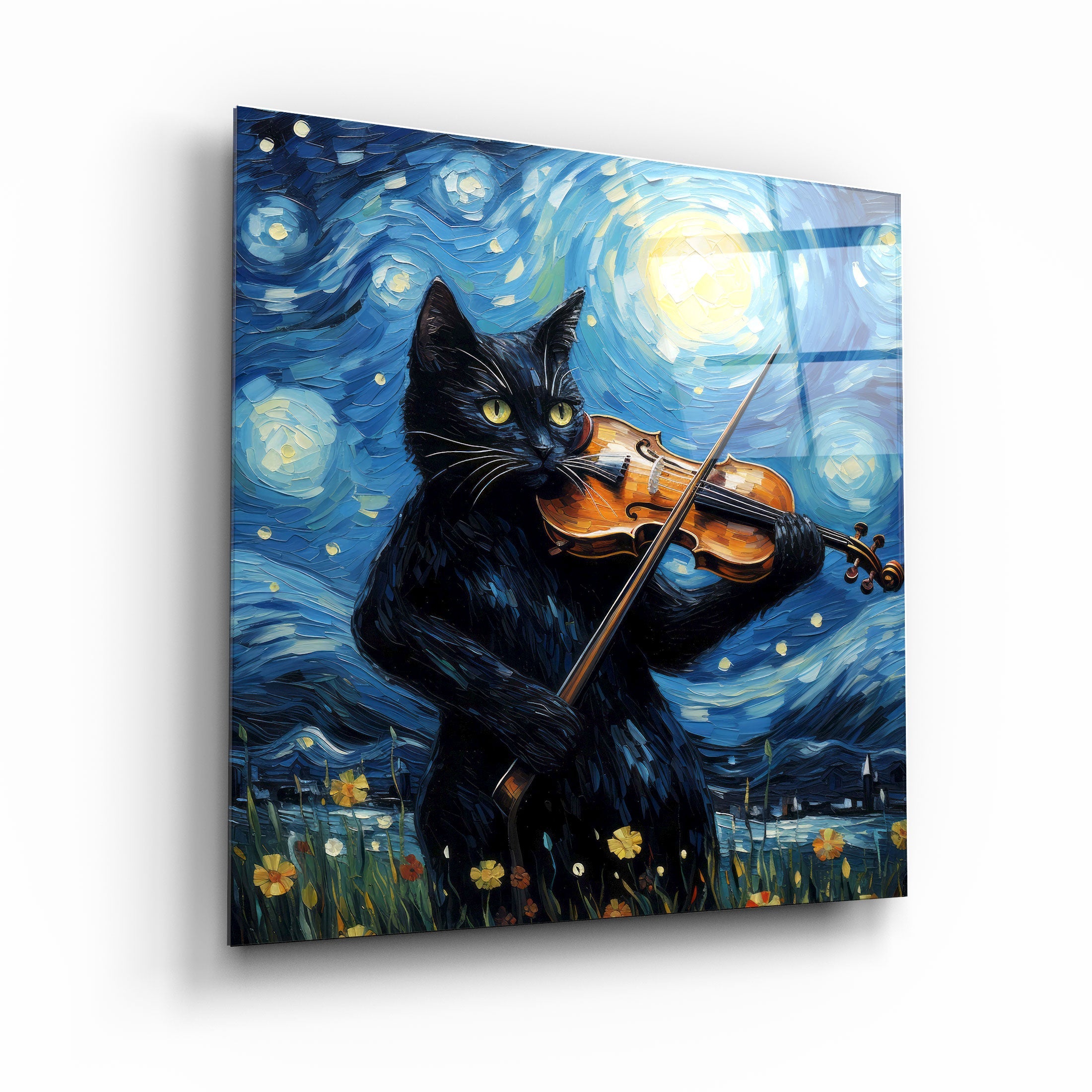 ."Van Gogh's Cat". Designers Collection Glass Wall Art