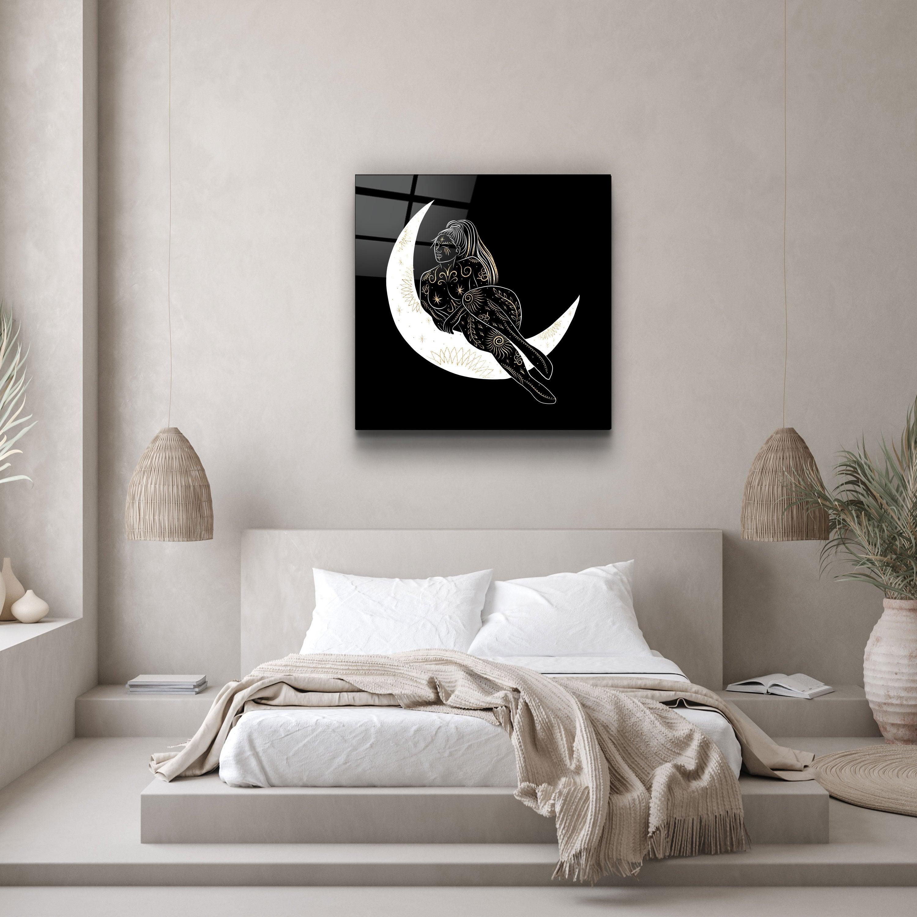 ."Moon Modern V3". Designer's Collection Glass Wall Art