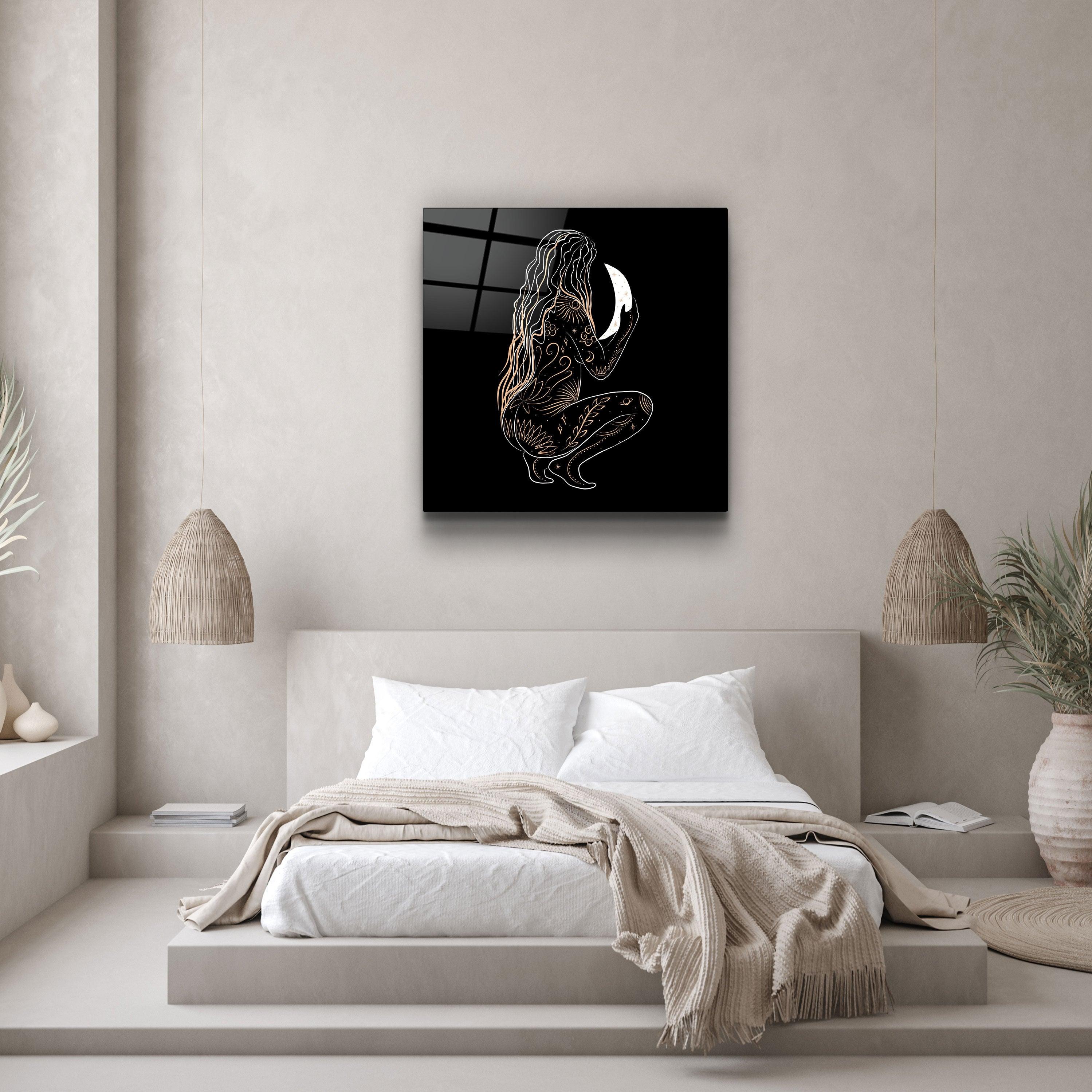 ."Moon Modern V2". Designer's Collection Glass Wall Art