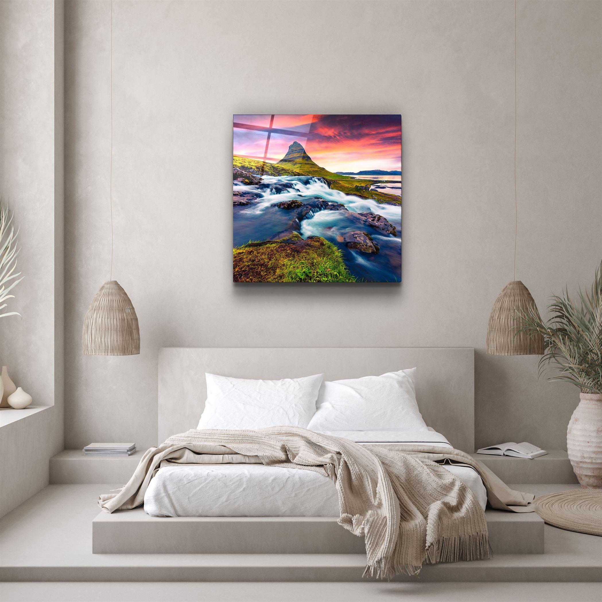 ・"Mountain River Landscape"・Glass Wall Art