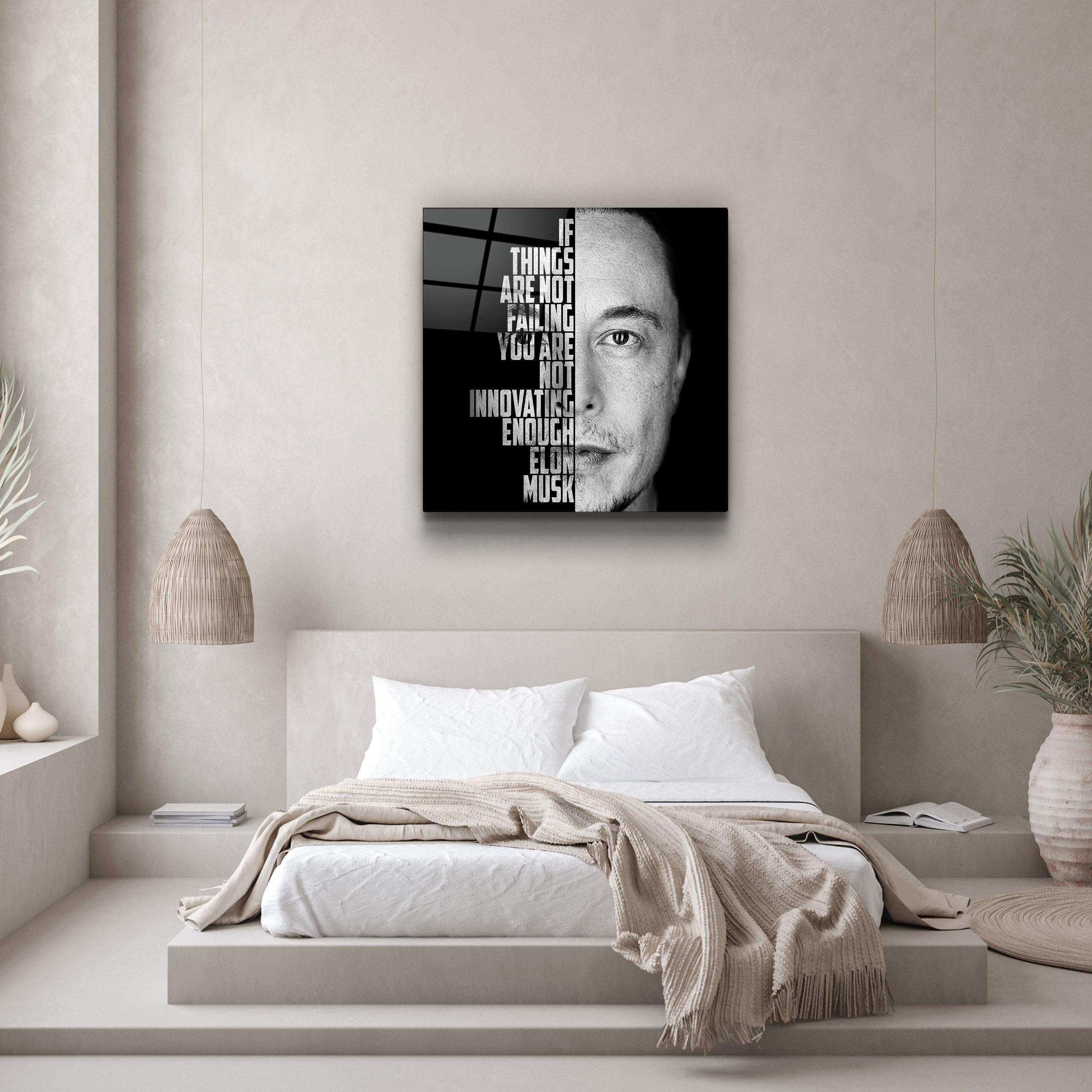 ・"Elon Musk"・Designers Collection Glass Wall Art