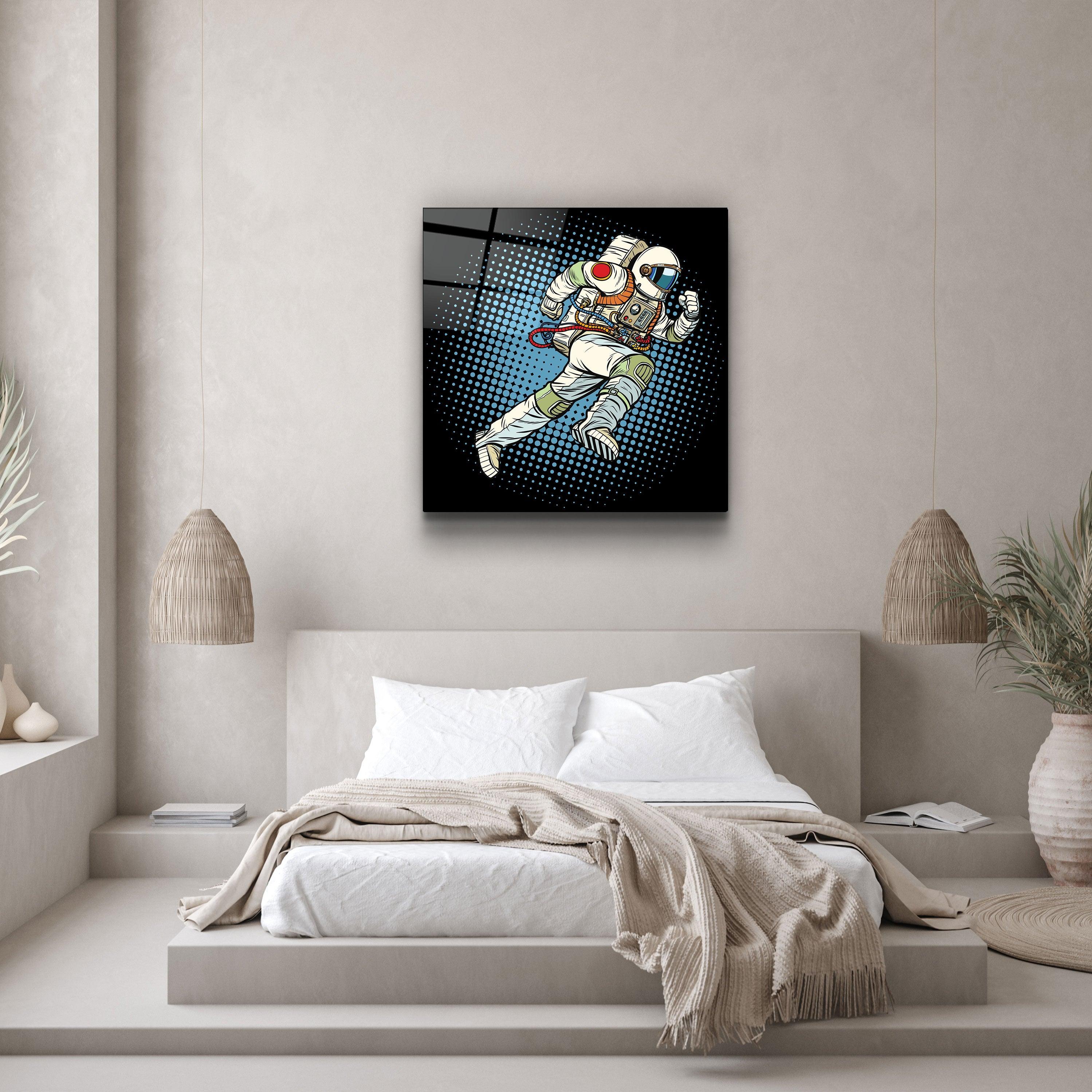 ・"Cartoon Astronaut"・Glass Wall Art