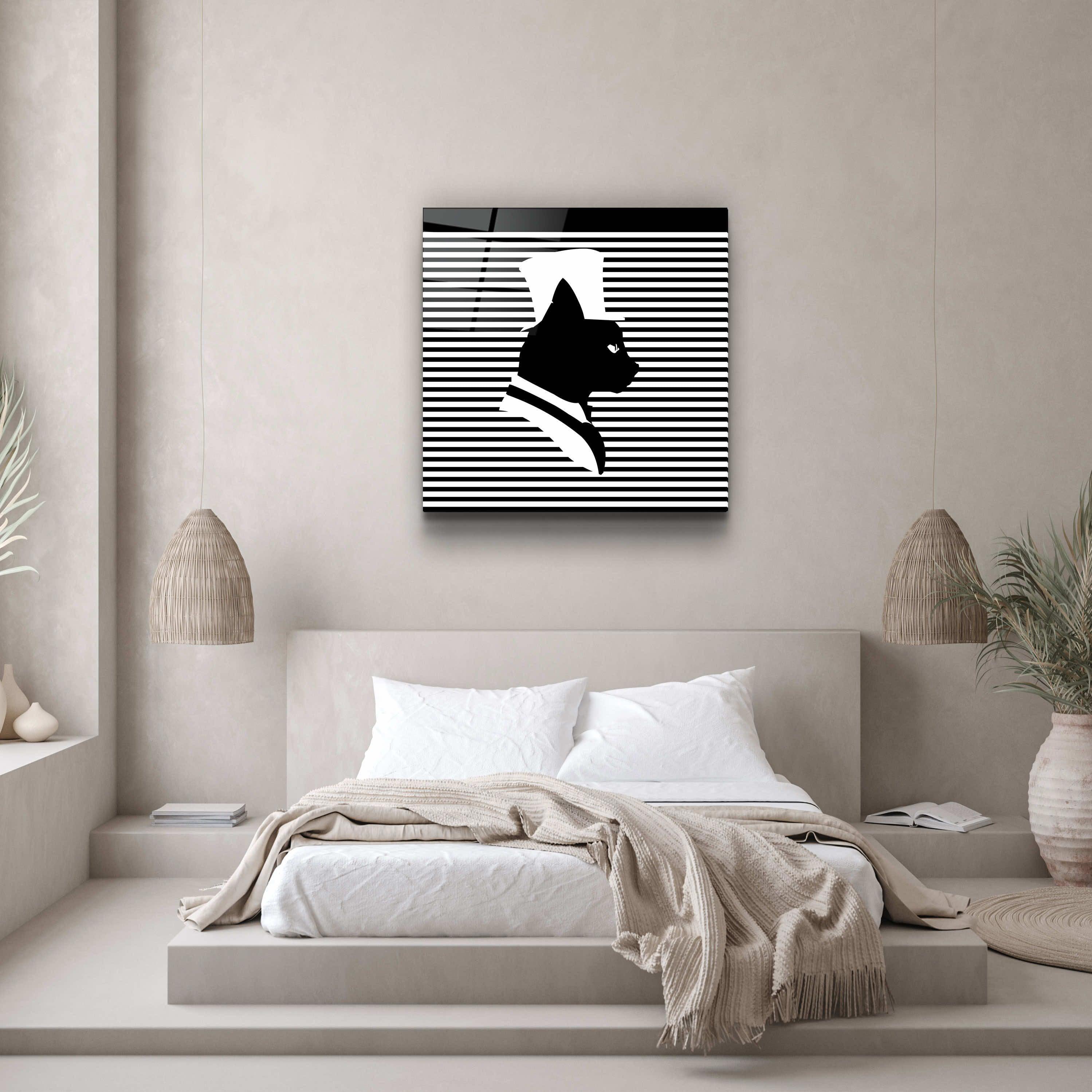 ."Cat and Hat". Designer's Collection Glass Wall Art