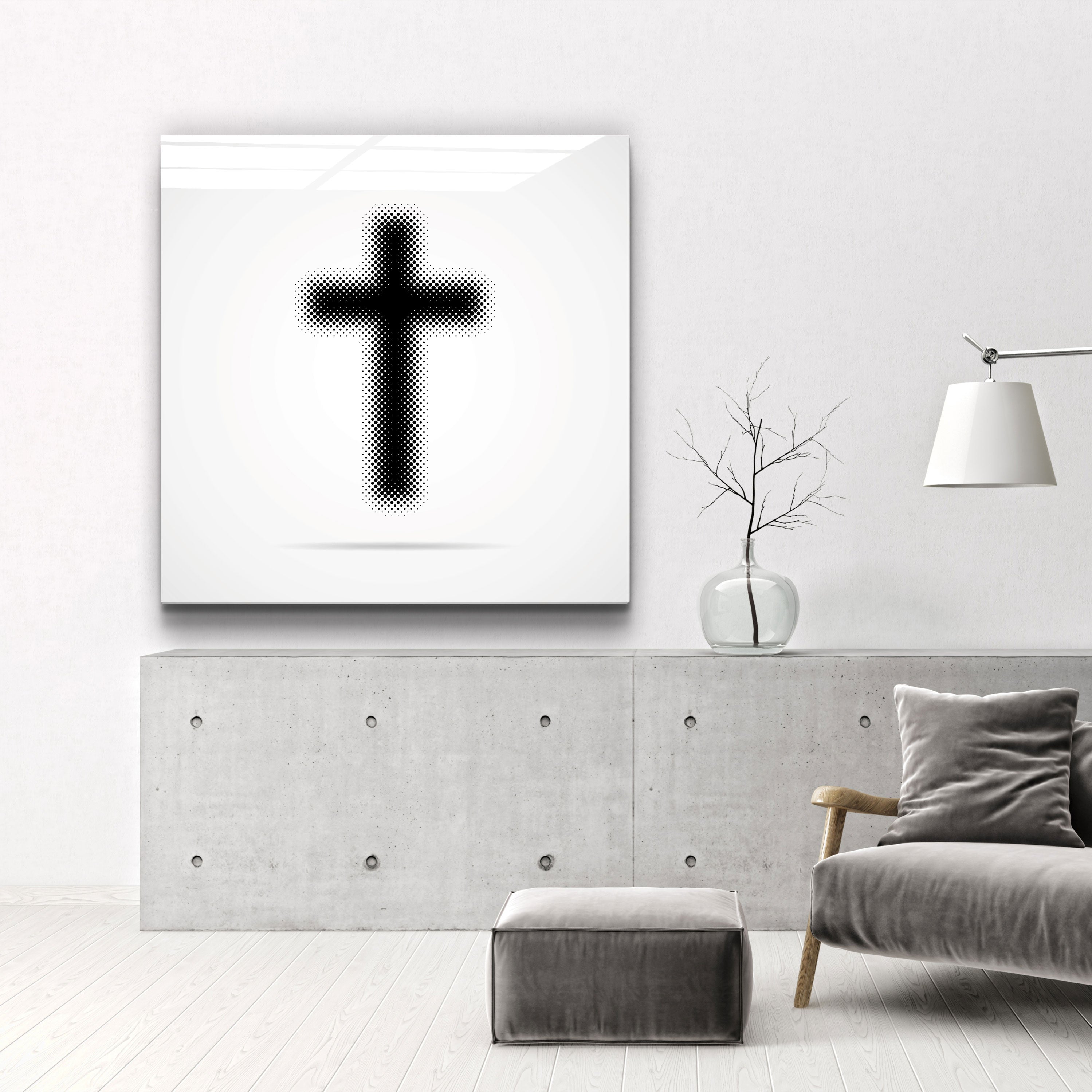 ."Dotted Cross". Designers Collection Glass Wall Art