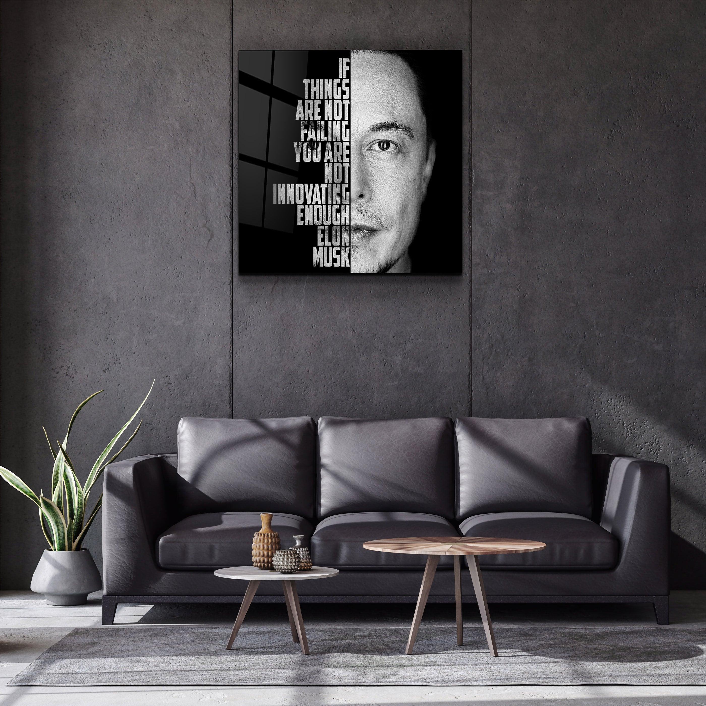 ・"Elon Musk"・Designers Collection Glass Wall Art