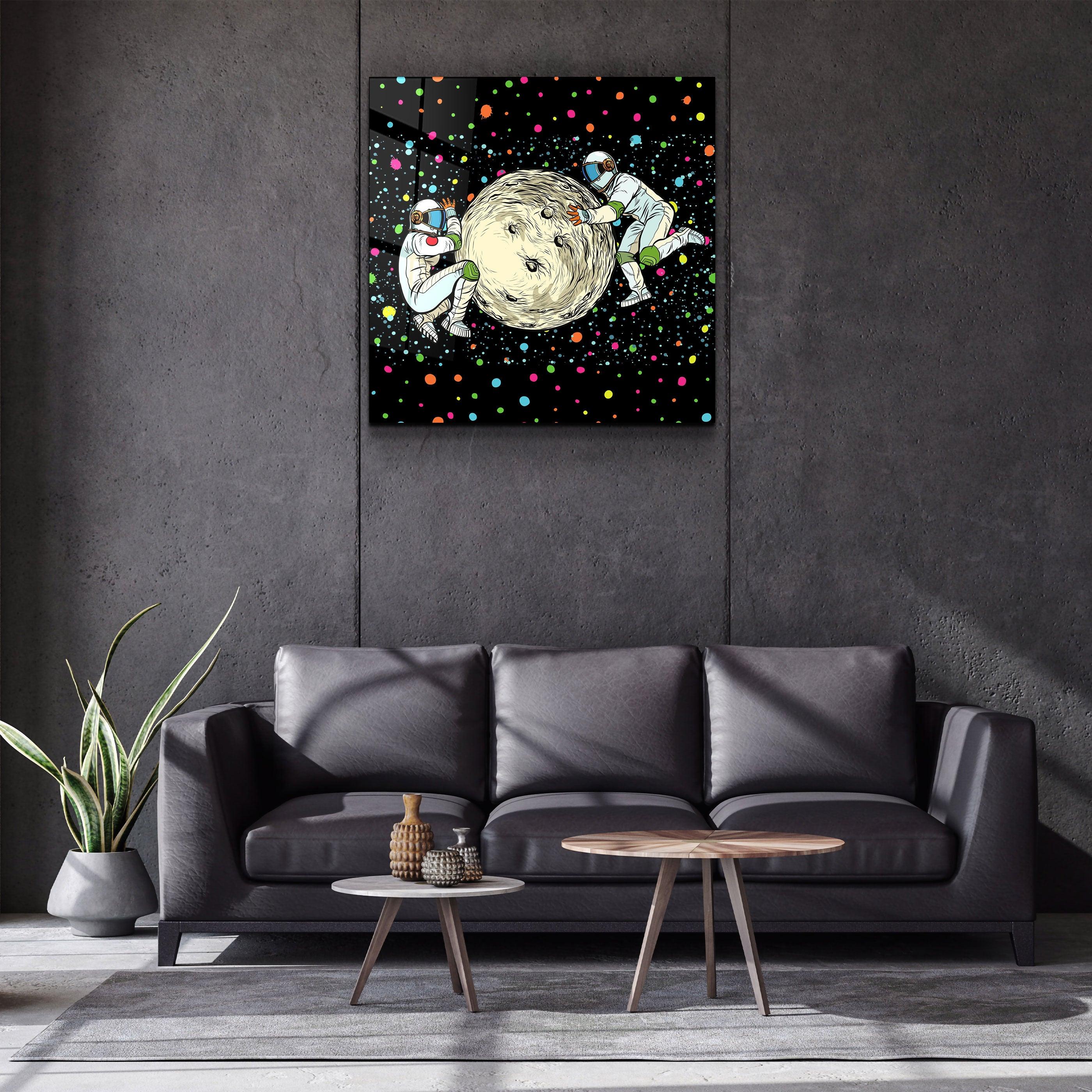 ・"Pushing A Planet"・Glass Wall Art