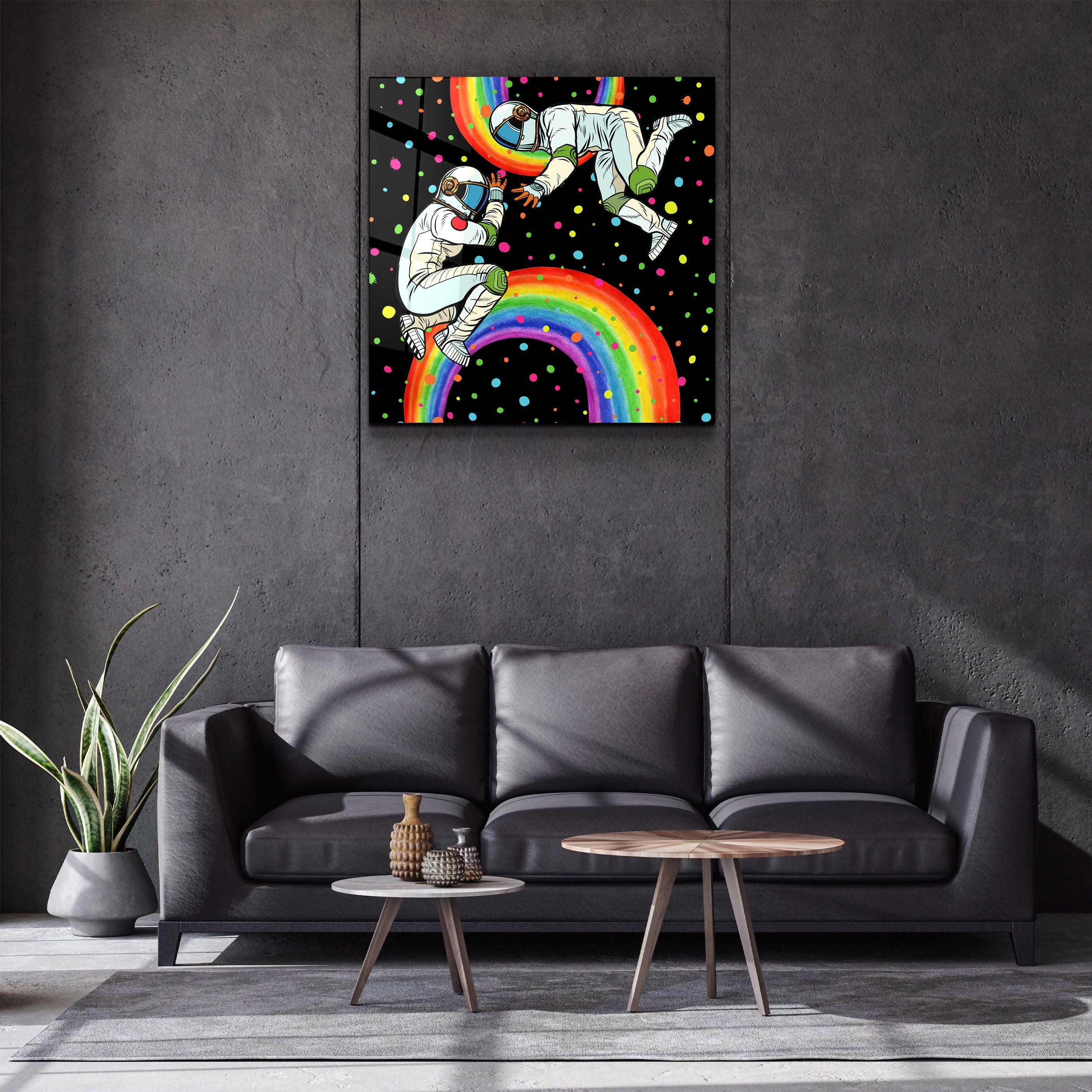 ・"Rainbow Astronauts"・Glass Wall Art