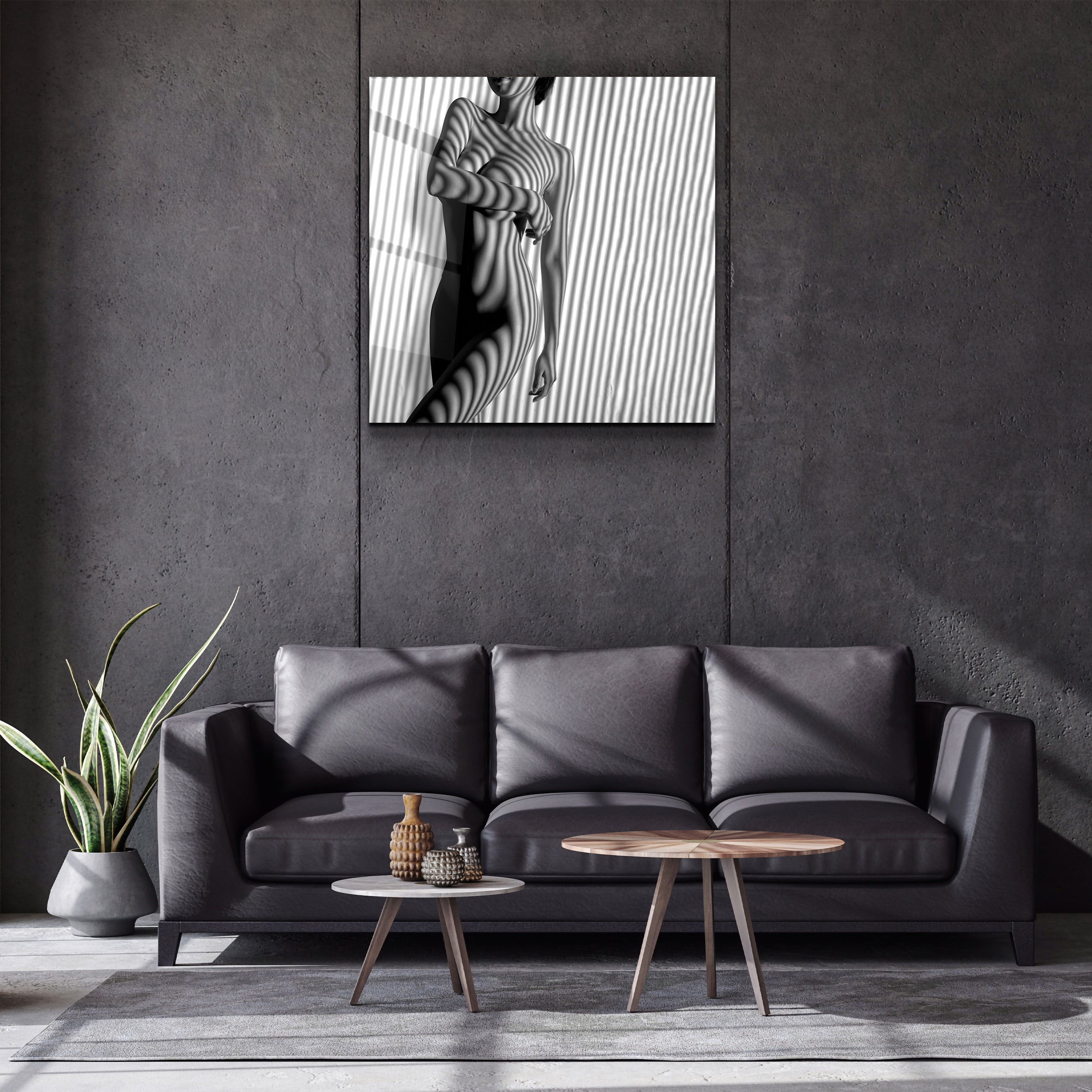 ."Naked Shadows V2". Designers Collection Glass Wall Art