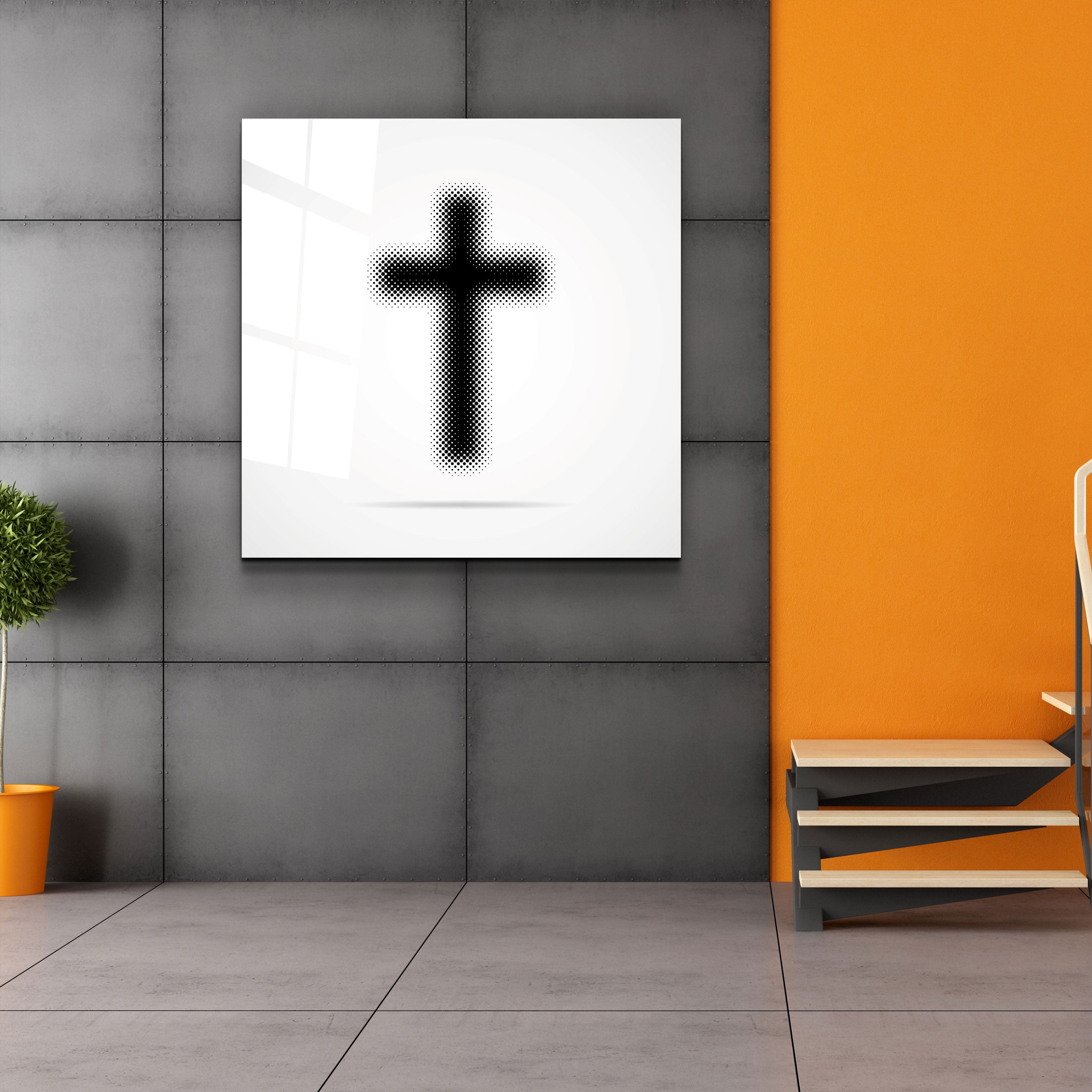 ."Dotted Cross". Designers Collection Glass Wall Art