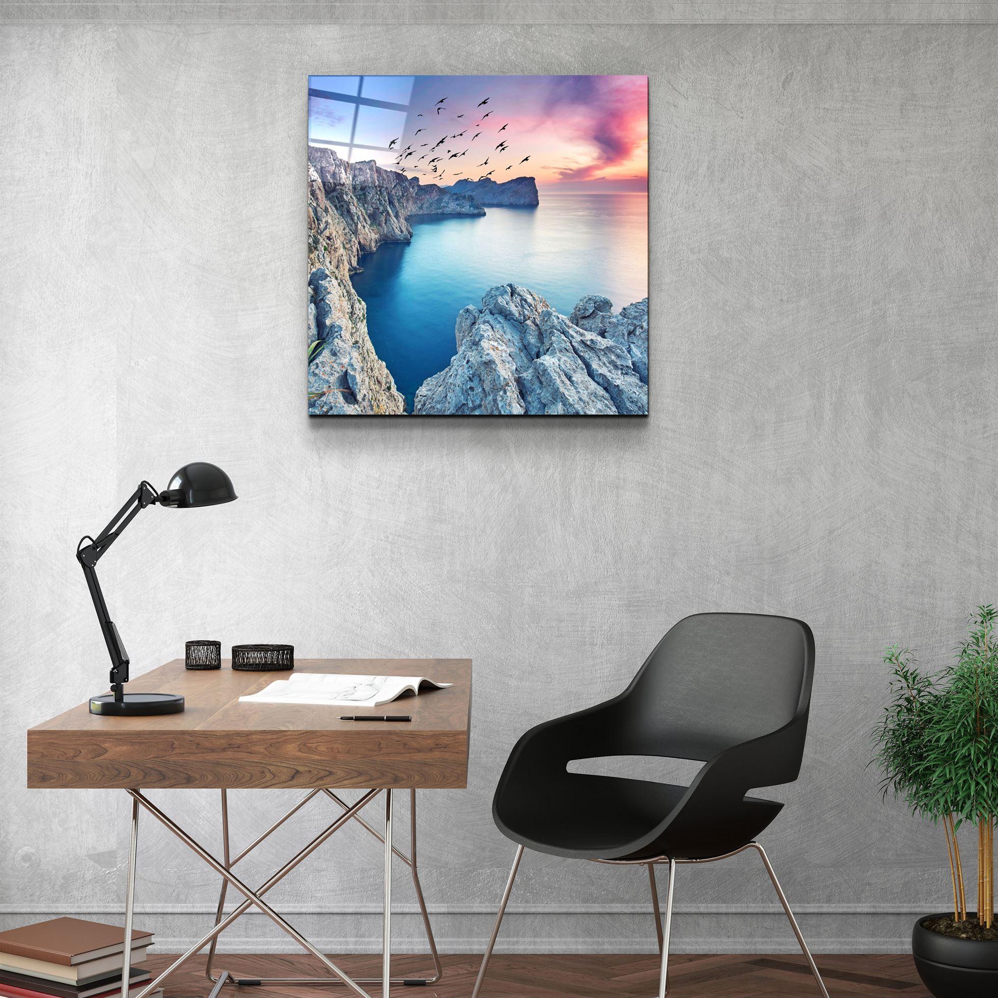 ・"Red Sunset"・Glass Wall Art