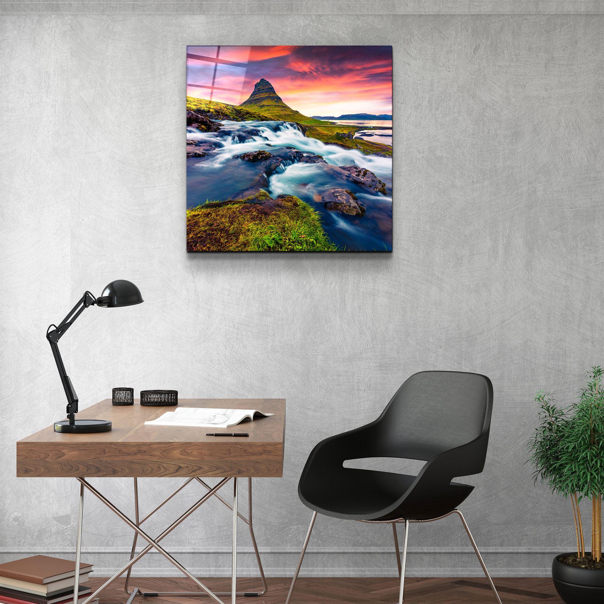 ・"Mountain River Landscape"・Glass Wall Art