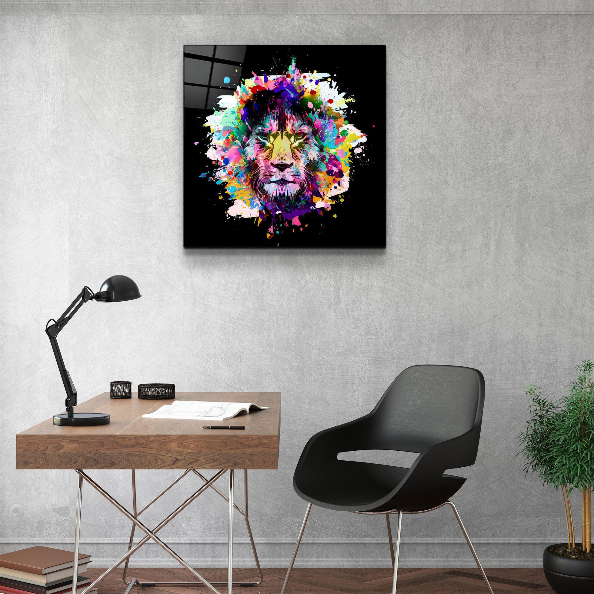 ・"Lion Abstract"・Glass Wall Art
