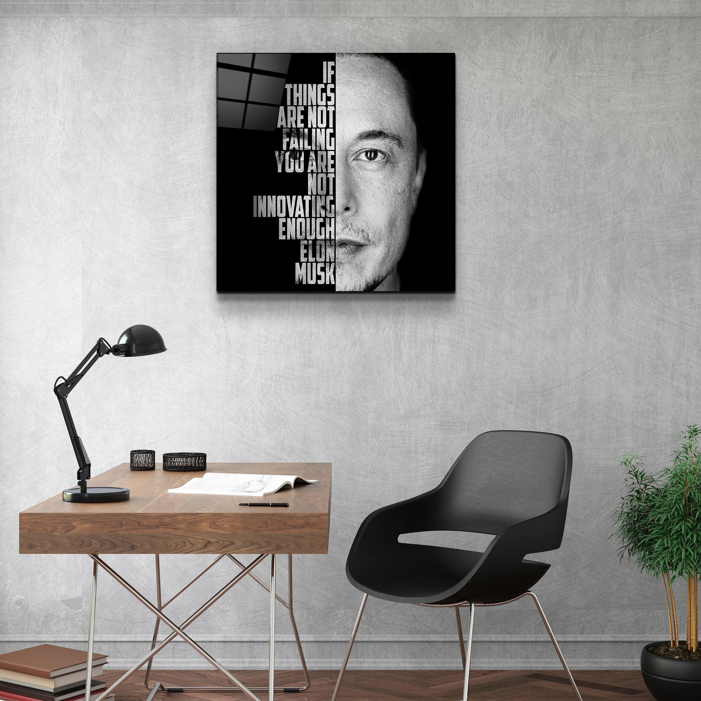 ・"Elon Musk"・Designers Collection Glass Wall Art
