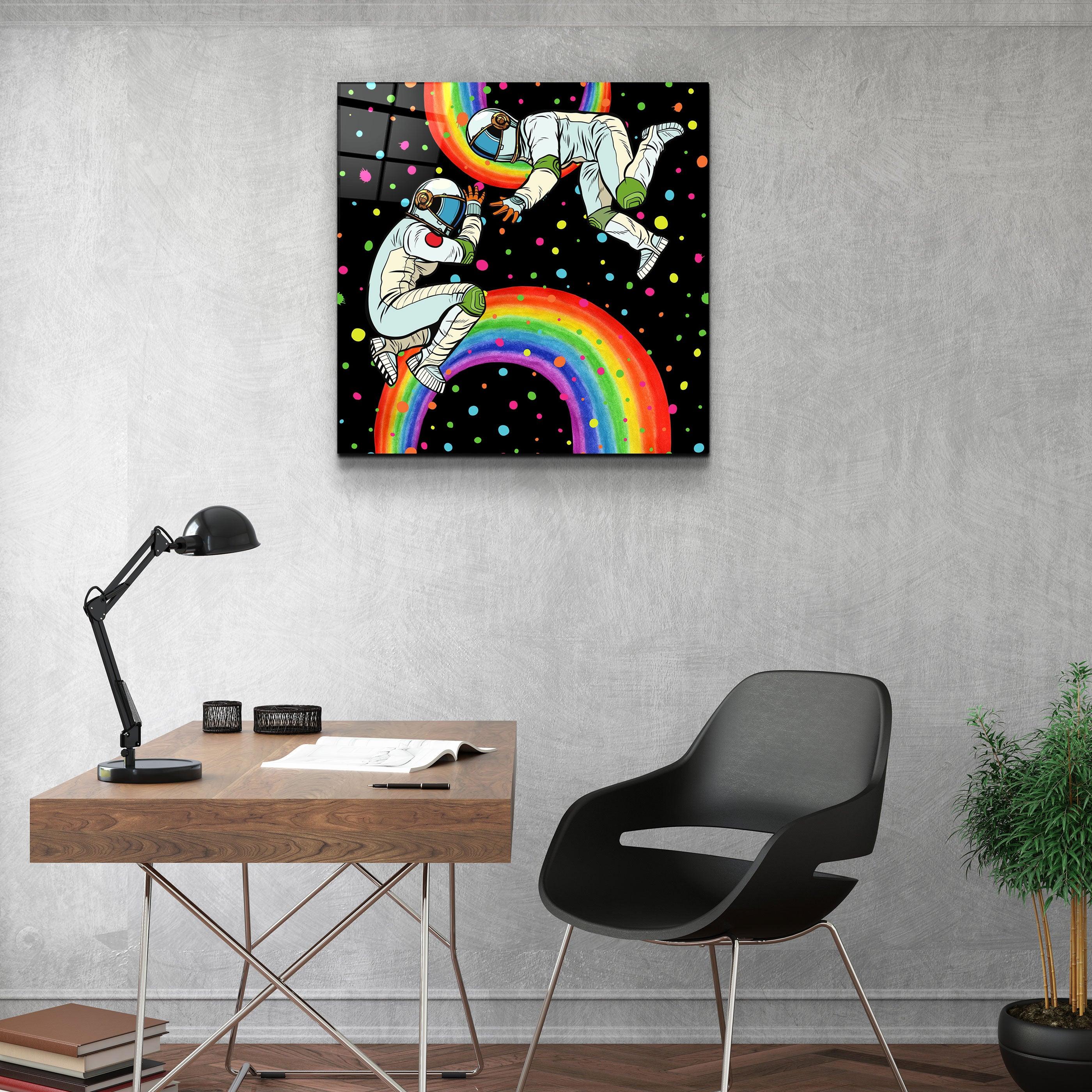 ・"Rainbow Astronauts"・Glass Wall Art