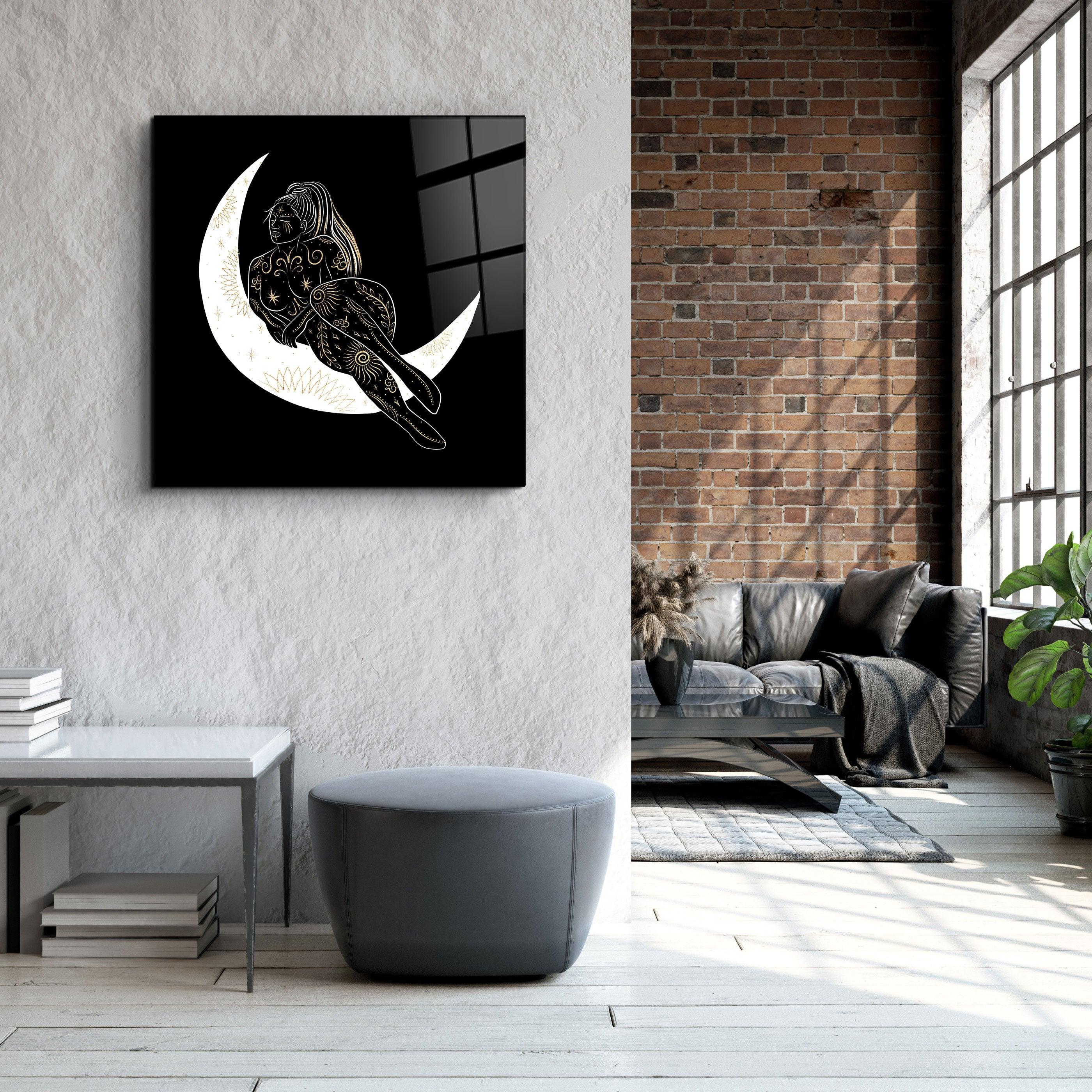 ."Moon Modern V3". Designer's Collection Glass Wall Art