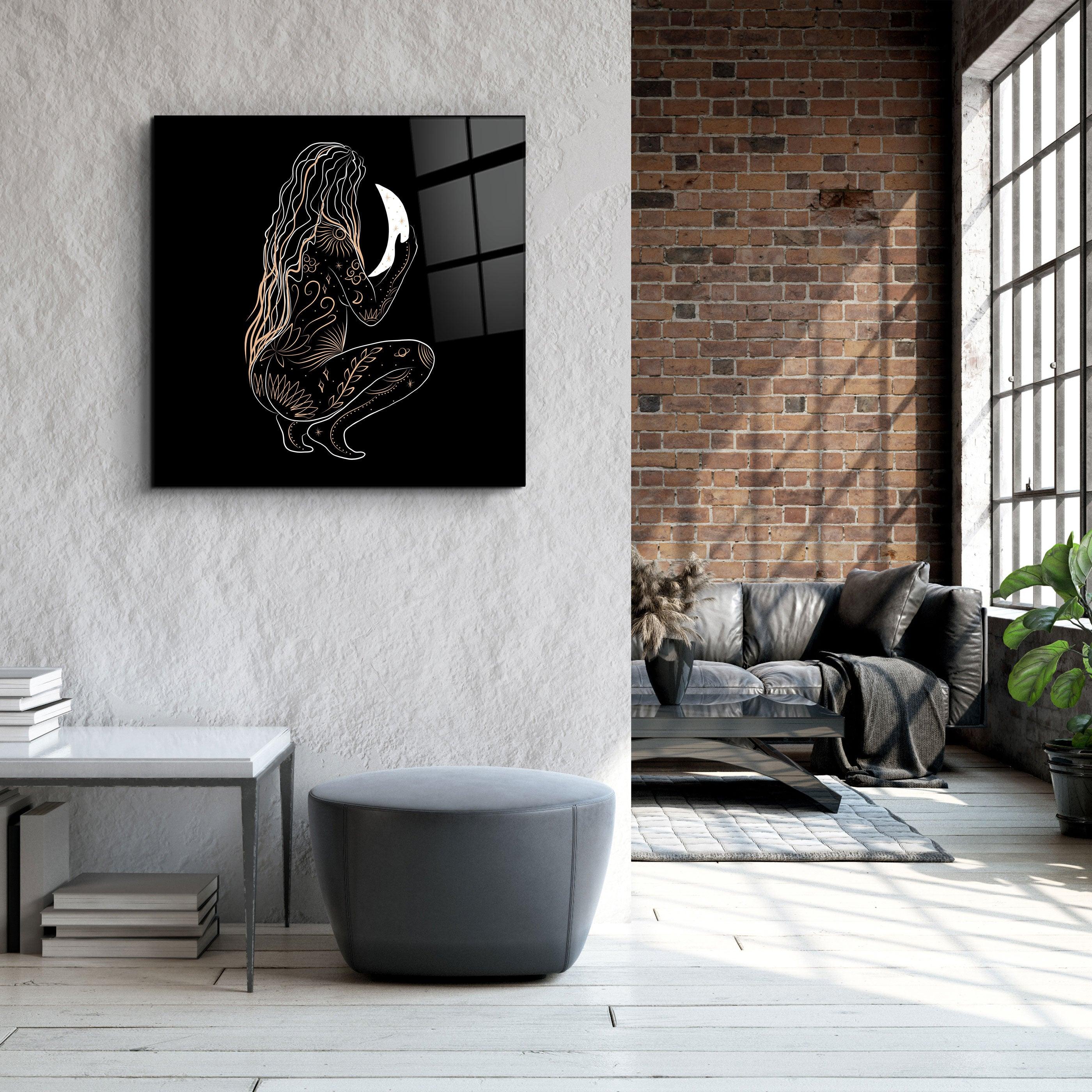 ."Moon Modern V2". Designer's Collection Glass Wall Art