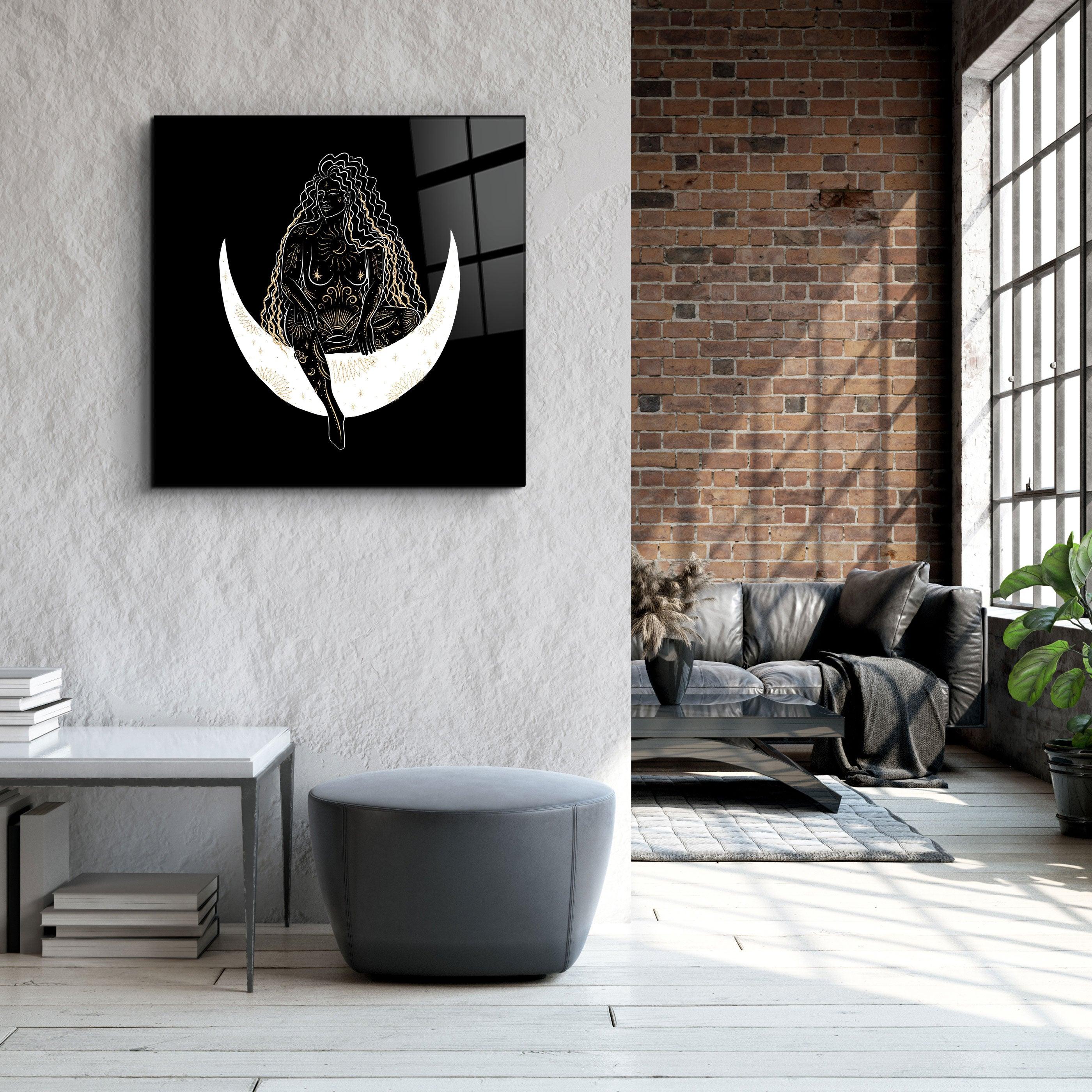 ."Moon Modern V1". Designer's Collection Glass Wall Art