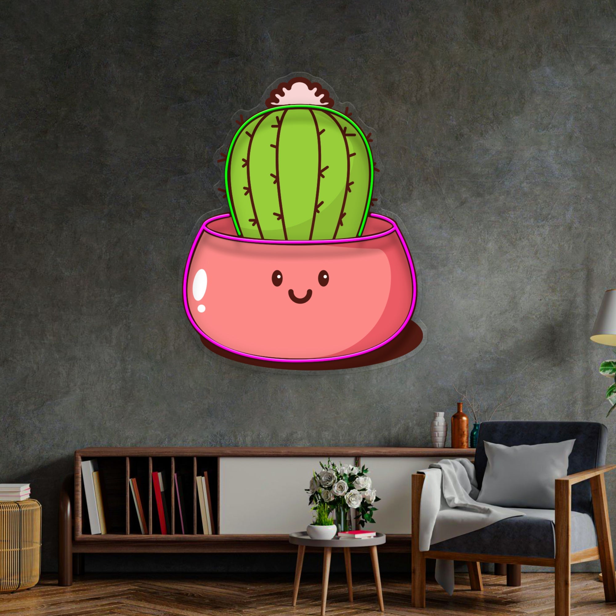Kawaii Cactus Succulent Plant LED Neon Sign Light Pop Art