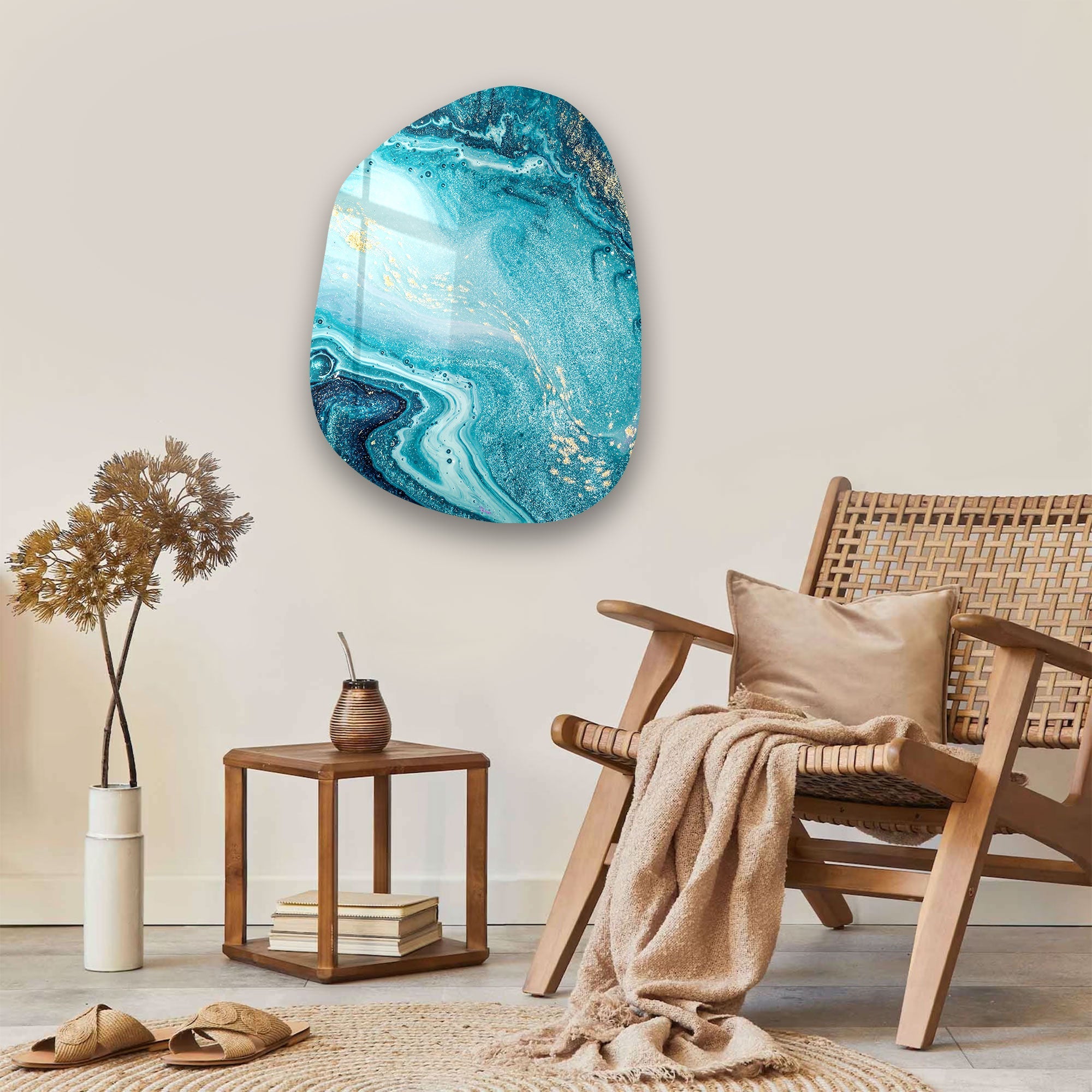 ・"Deep Blue"・Amorphous Collection Glass Wall Art