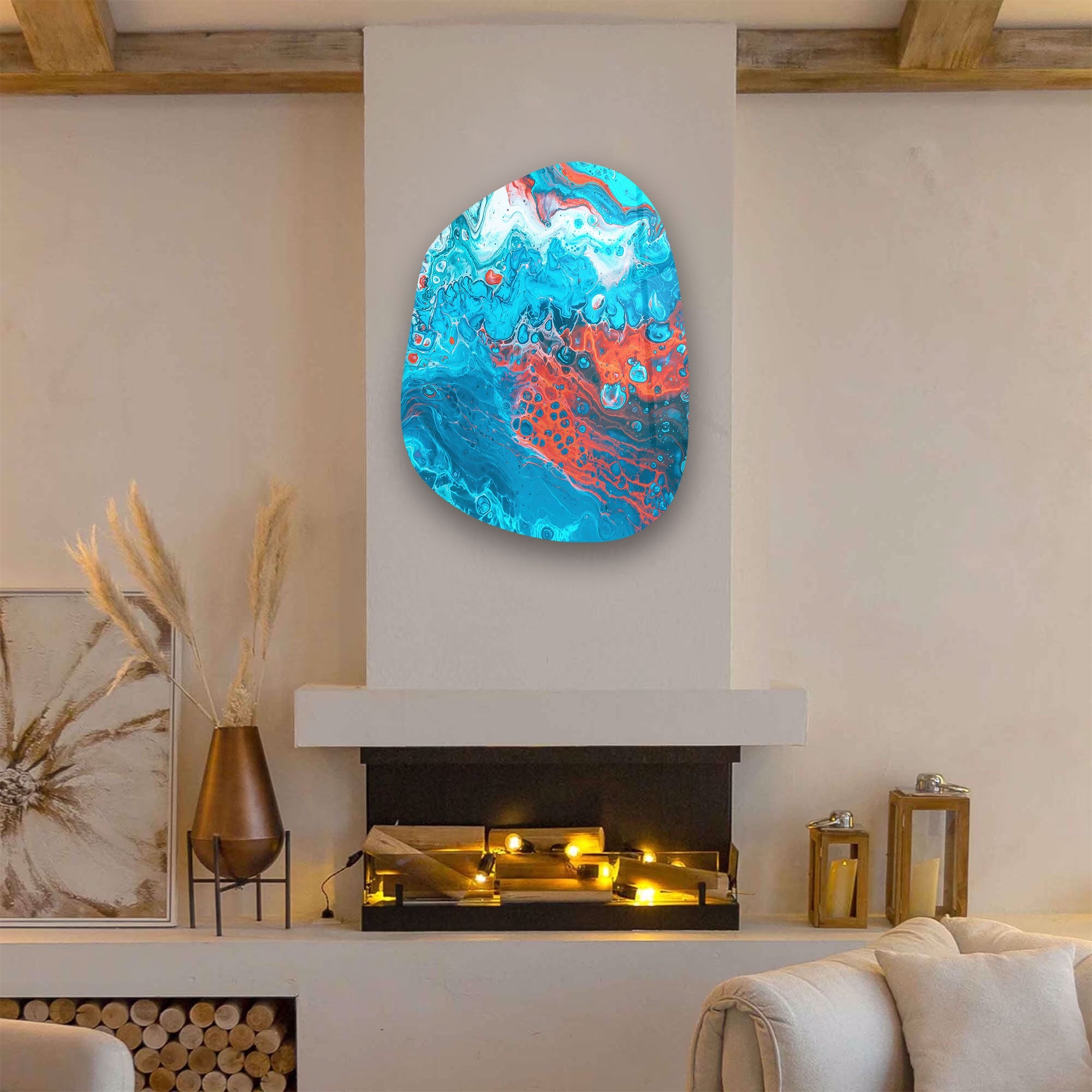・"Lava in the Ocean"・Amorphous Collection Glass Wall Art