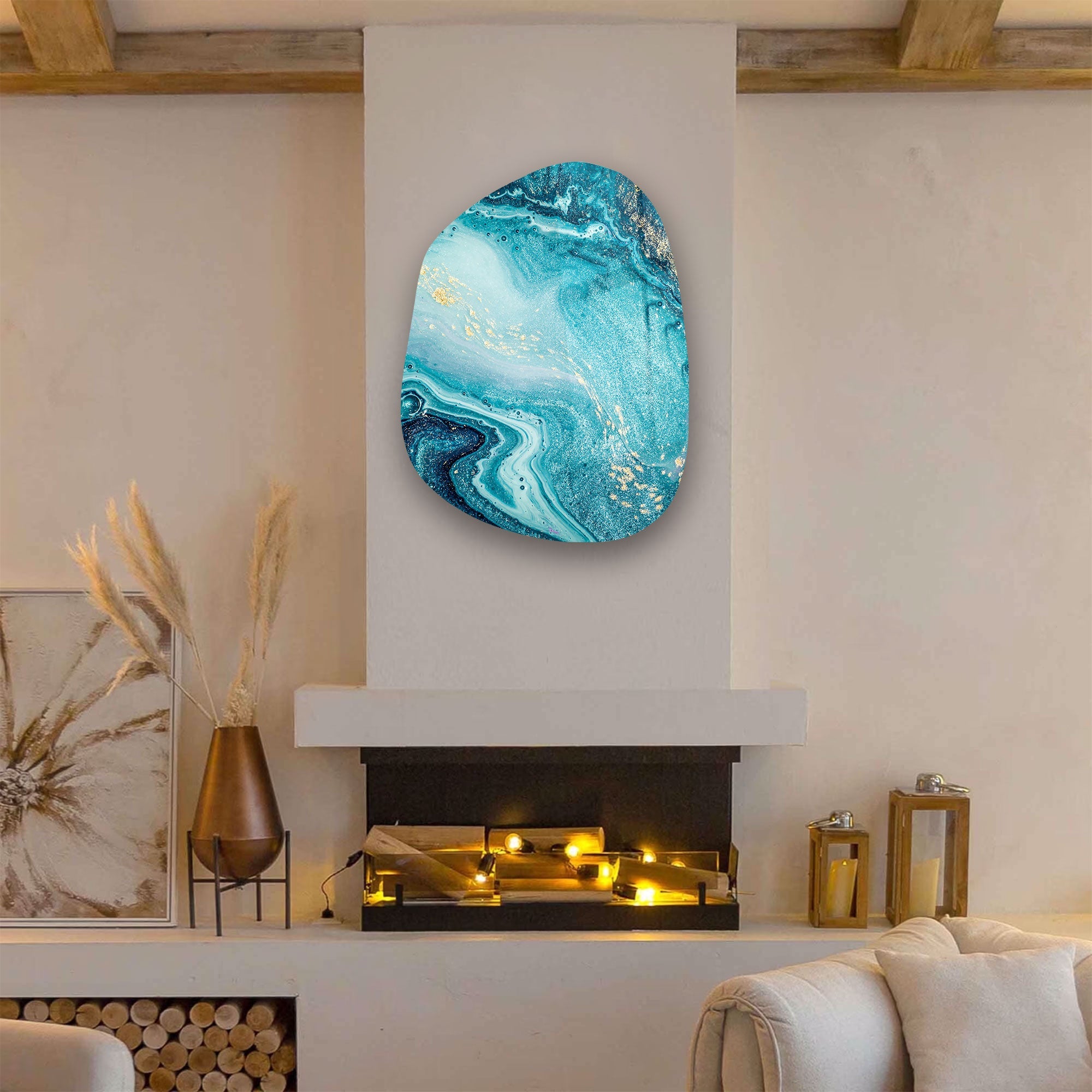 ・"Deep Blue"・Amorphous Collection Glass Wall Art