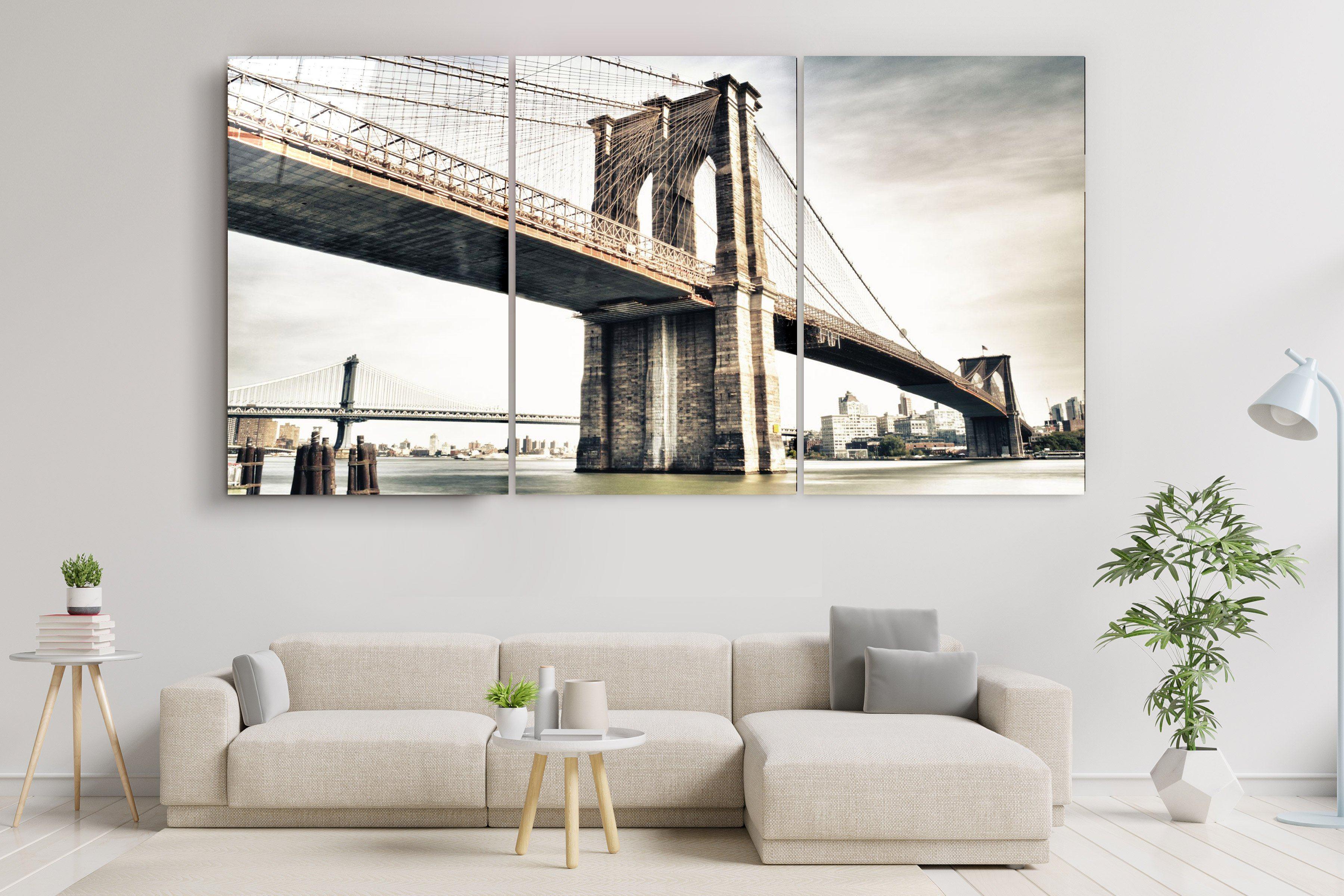 ・"Brooklyn Bridge - Trio"・Glass Wall Art
