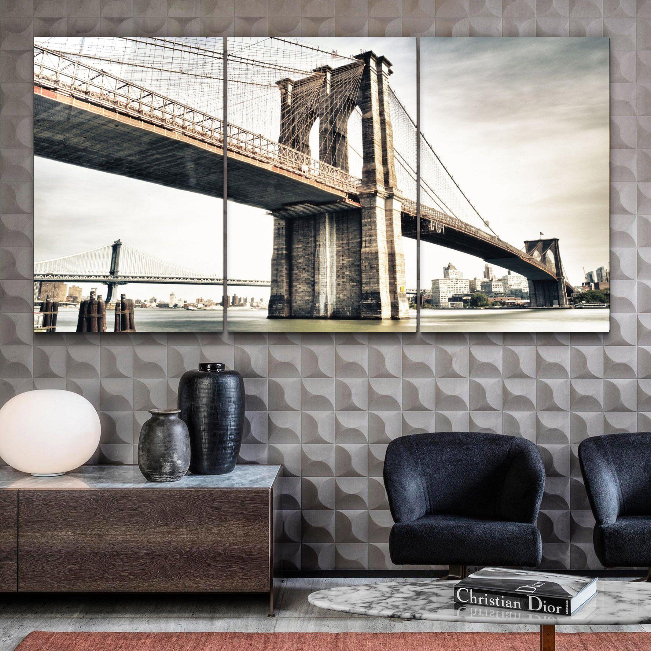 ・"Brooklyn Bridge - Trio"・Glass Wall Art