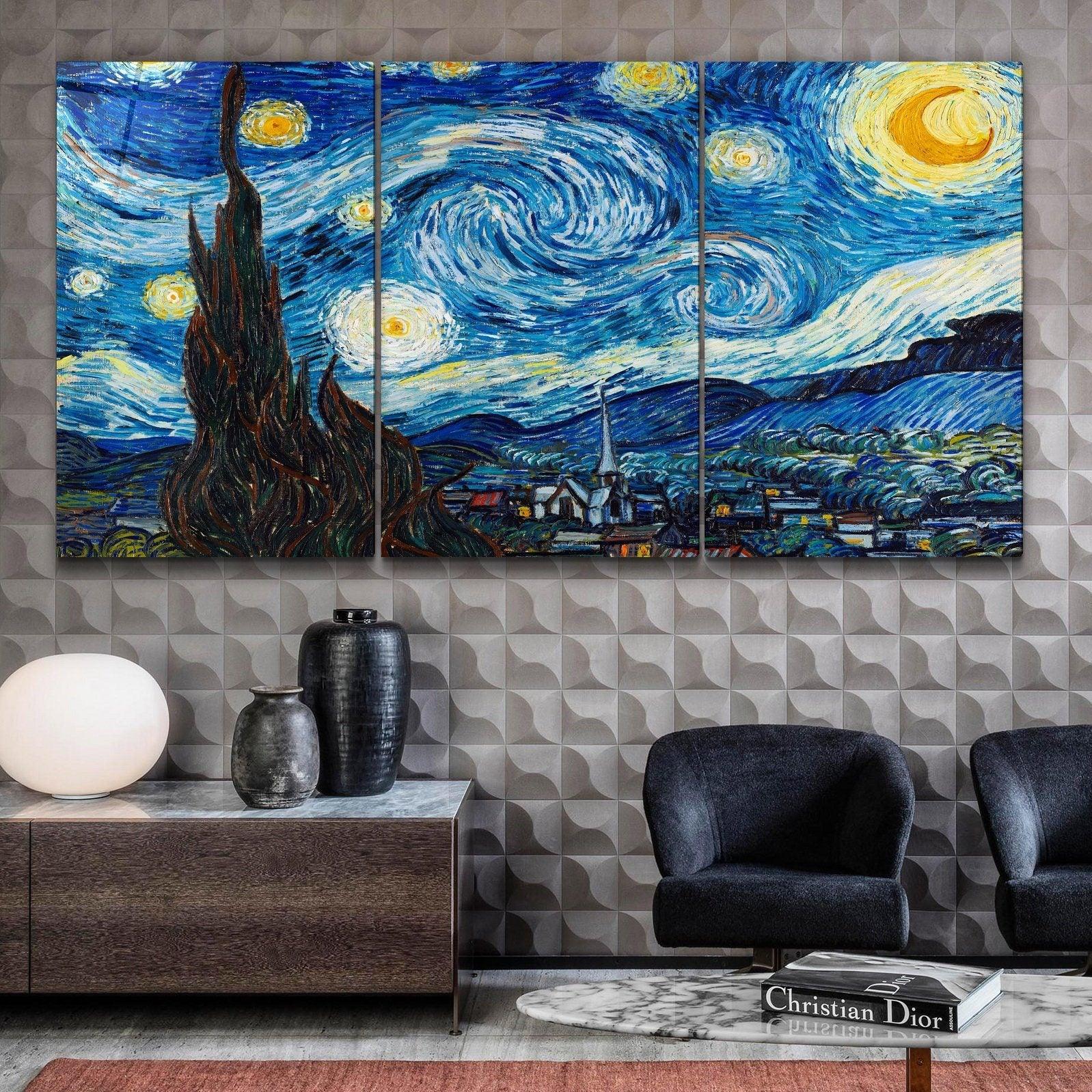 ・"Van Gogh The Starry Night - Trio"・Glass Wall Art