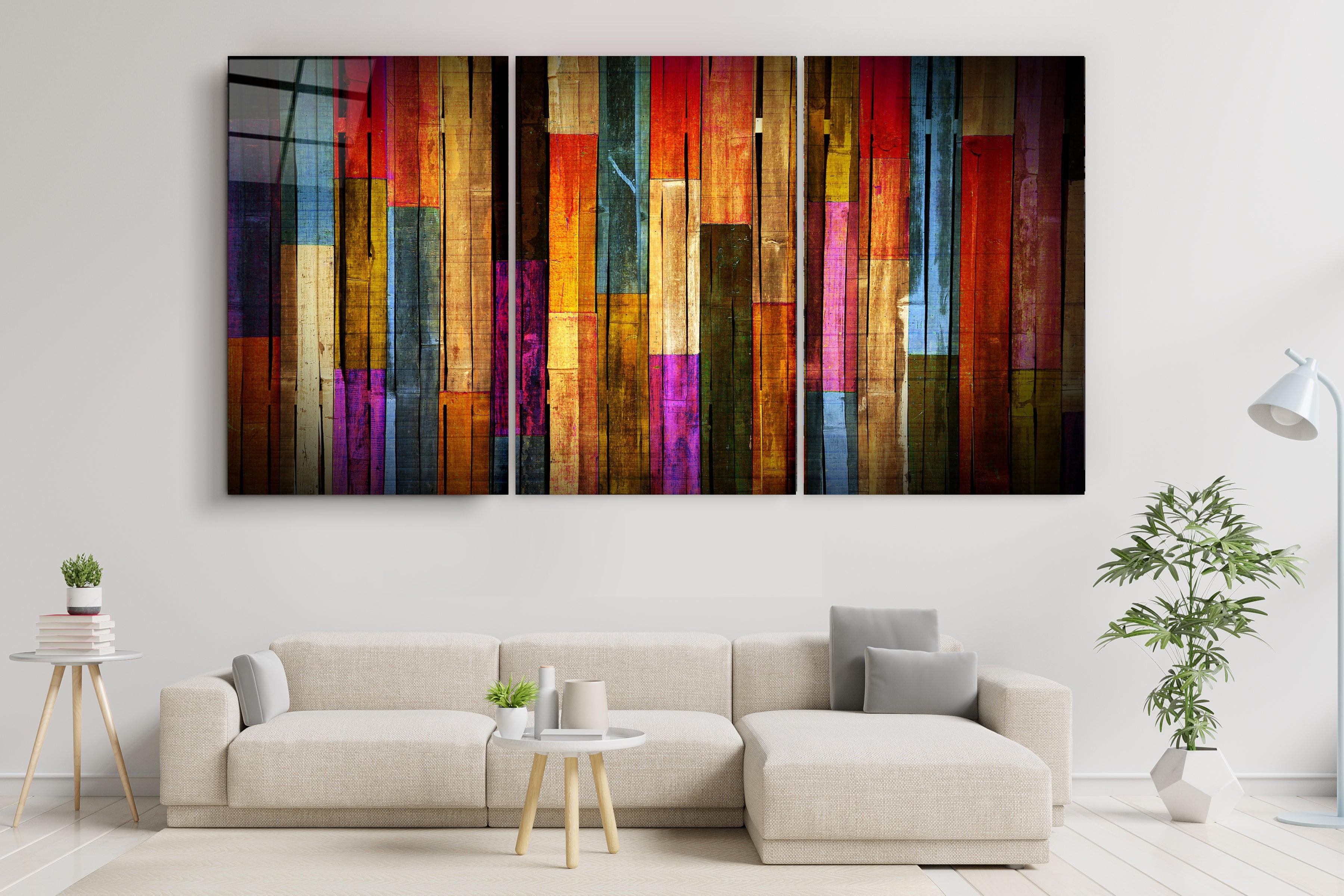 ・"Painted Wood - Trio"・Glass Wall Art