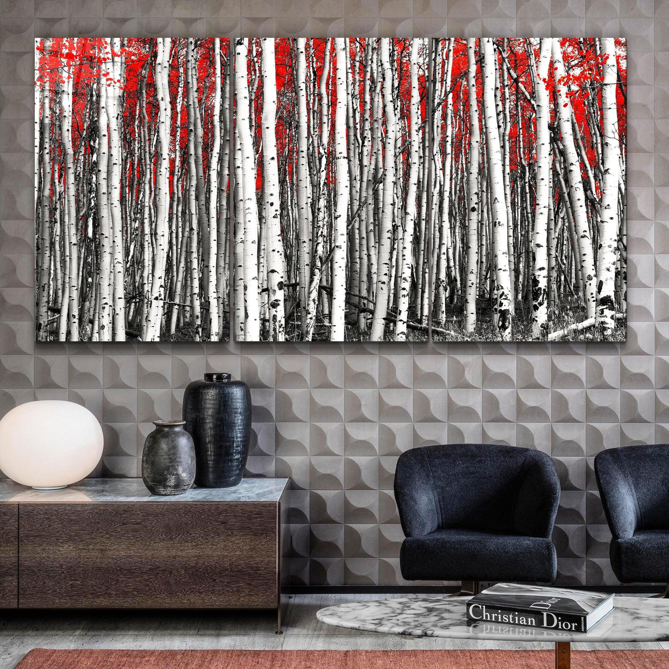 ・"Red Forest - Trio"・Glass Wall Art