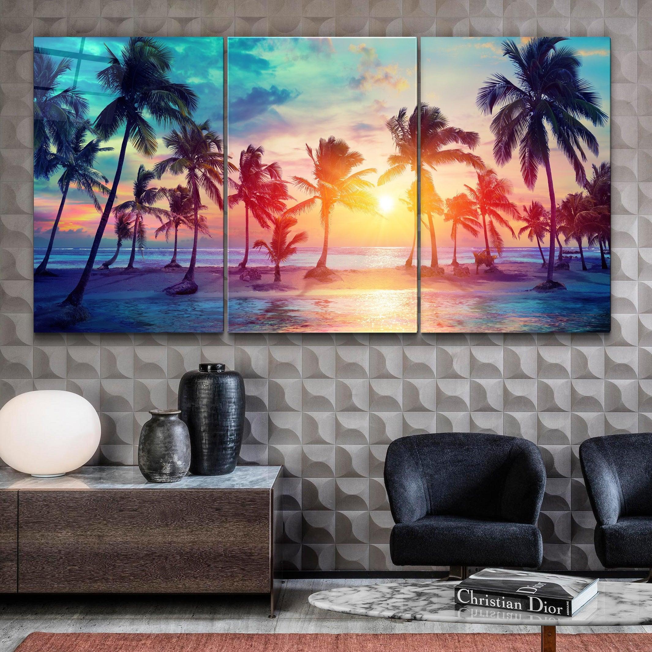 ・"Palm Trees - Trio"・Glass Wall Art