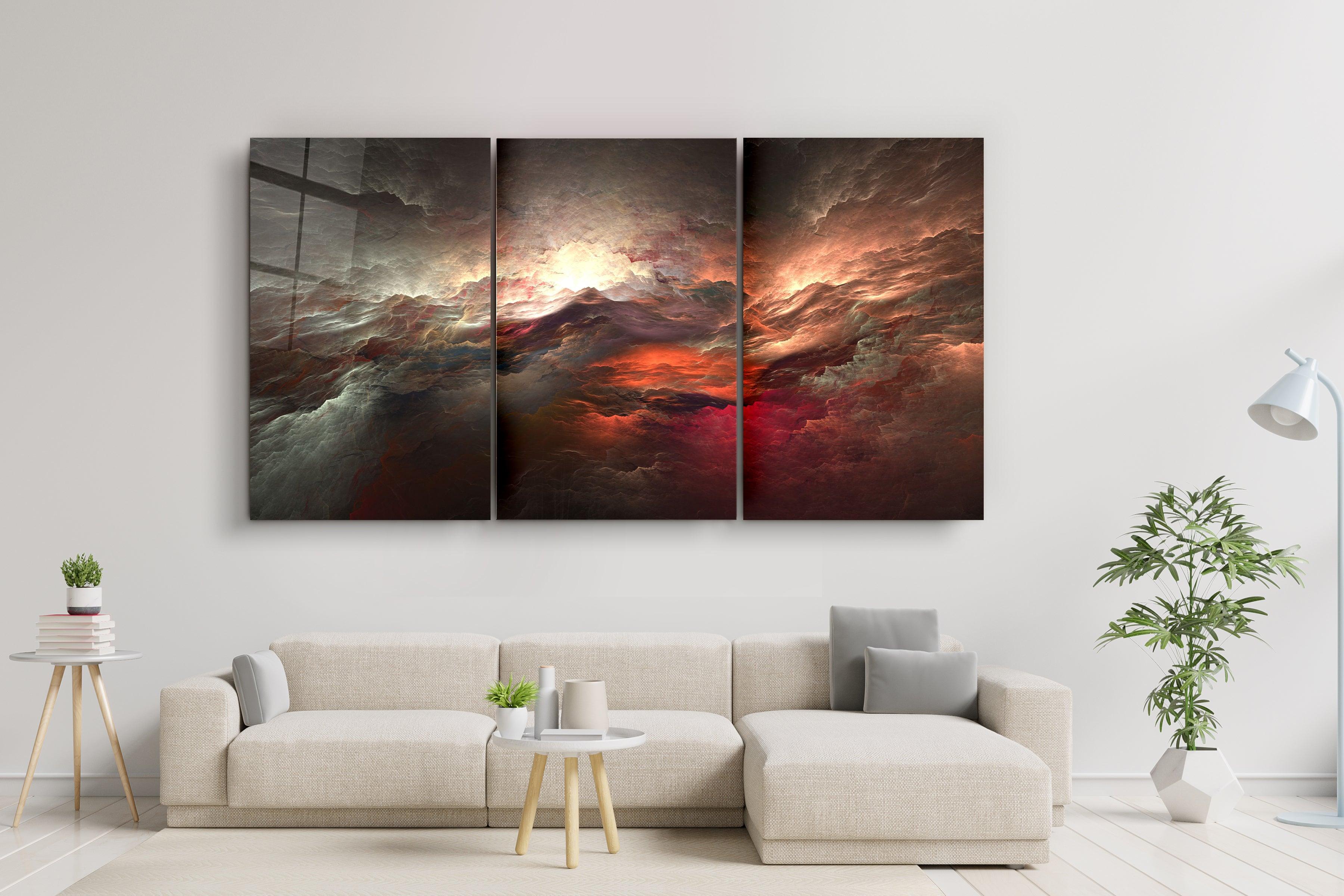 ・"Red Sky - Trio"・Glass Wall Art