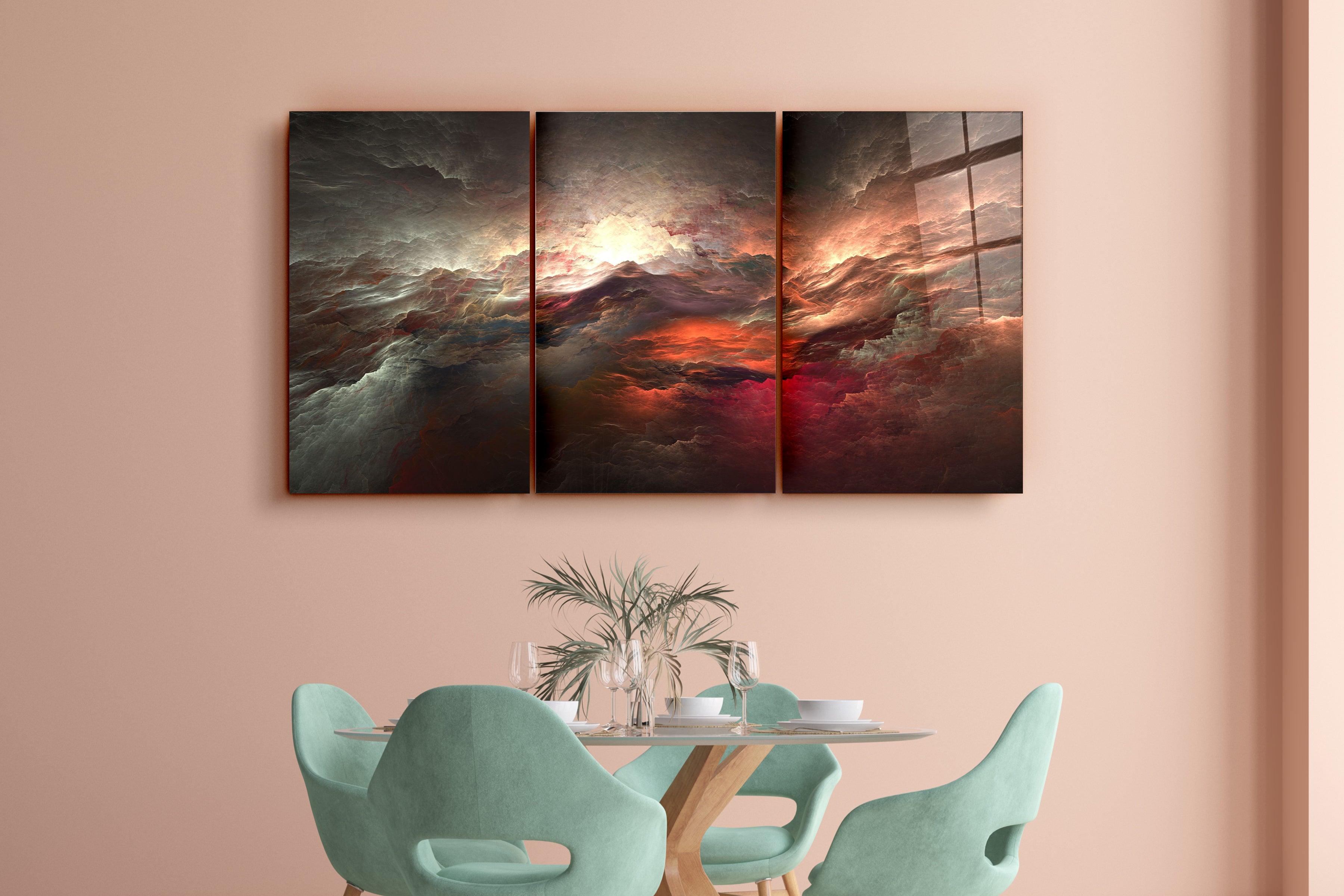 ・"Red Sky - Trio"・Glass Wall Art