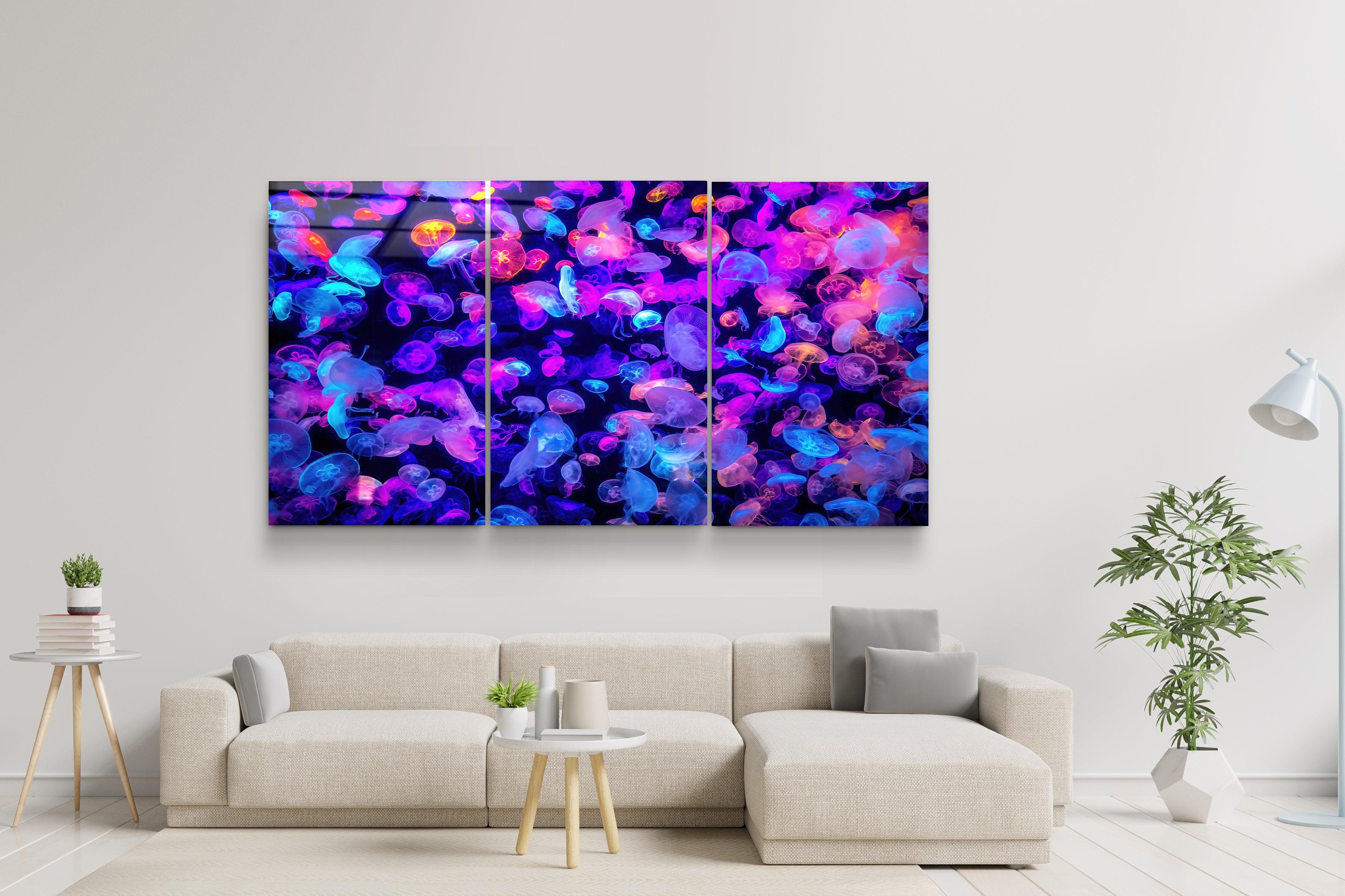 ・"Jellyfish - Trio"・Glass Wall Art