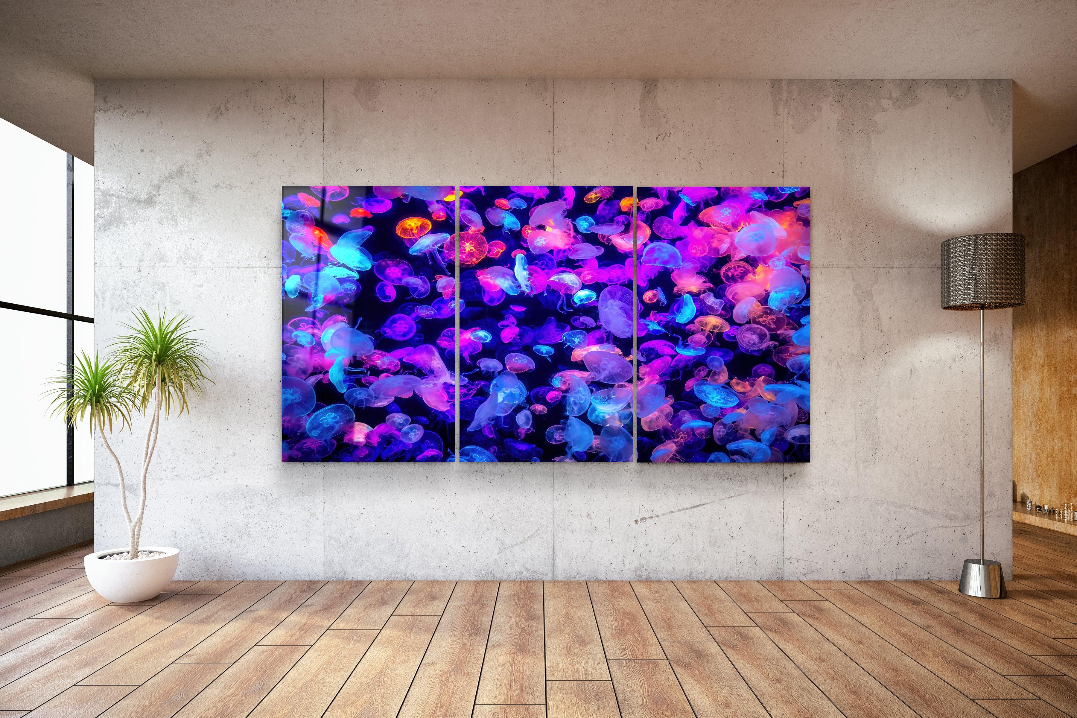 ・"Jellyfish - Trio"・Glass Wall Art