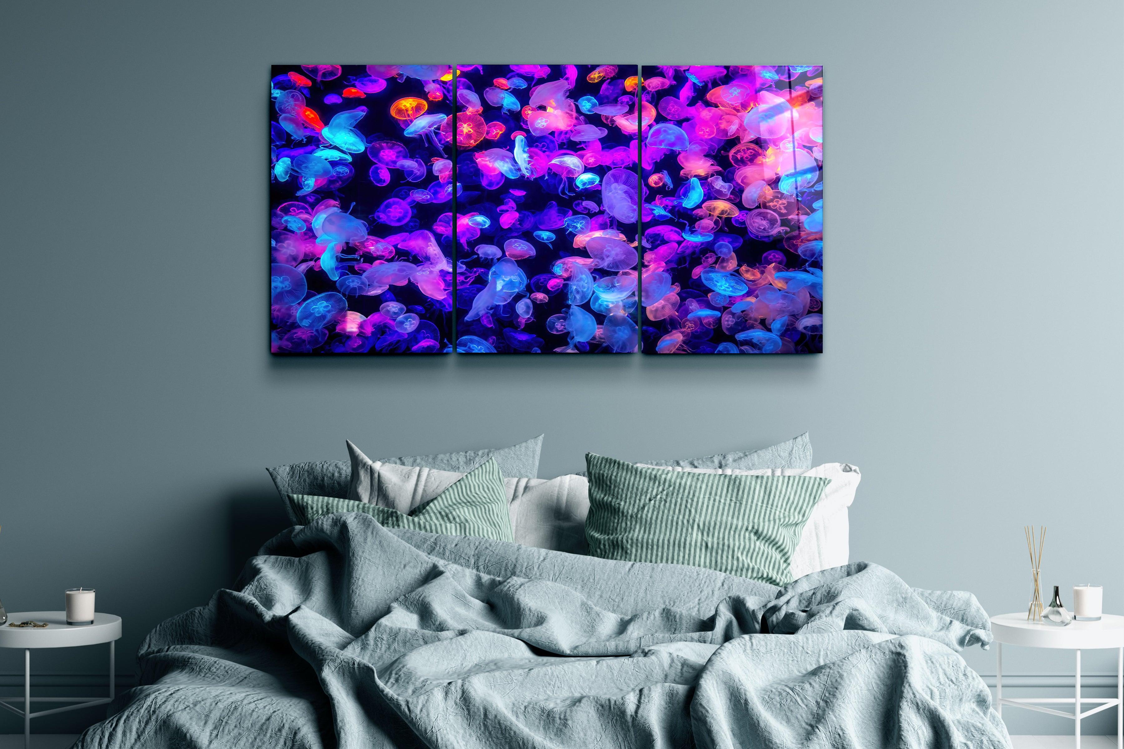 ・"Jellyfish - Trio"・Glass Wall Art