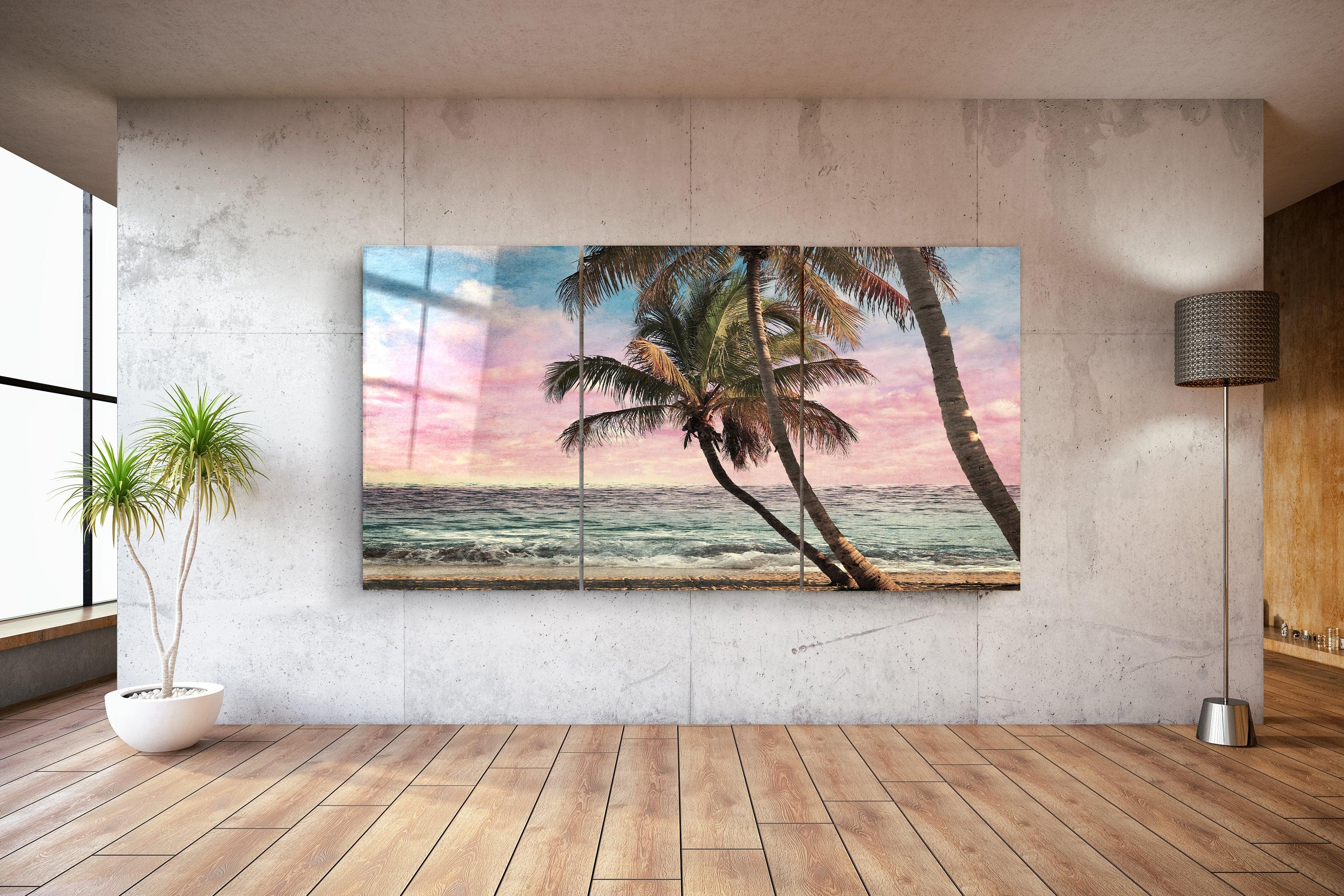 ・"Palm Beach Retro Filter - Trio"・Glass Wall Art