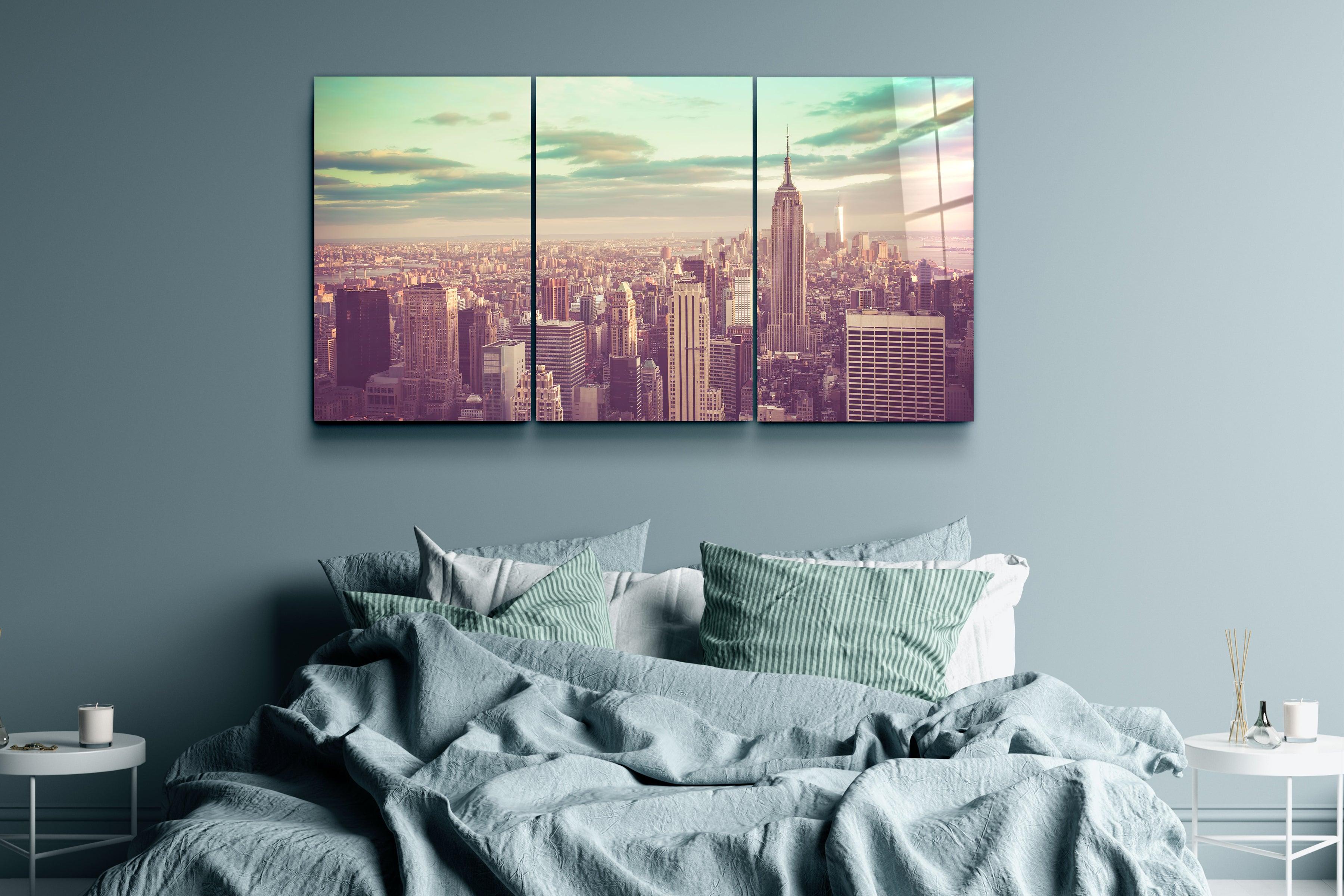 ・"NY Retro Filter - Trio"・Glass Wall Art