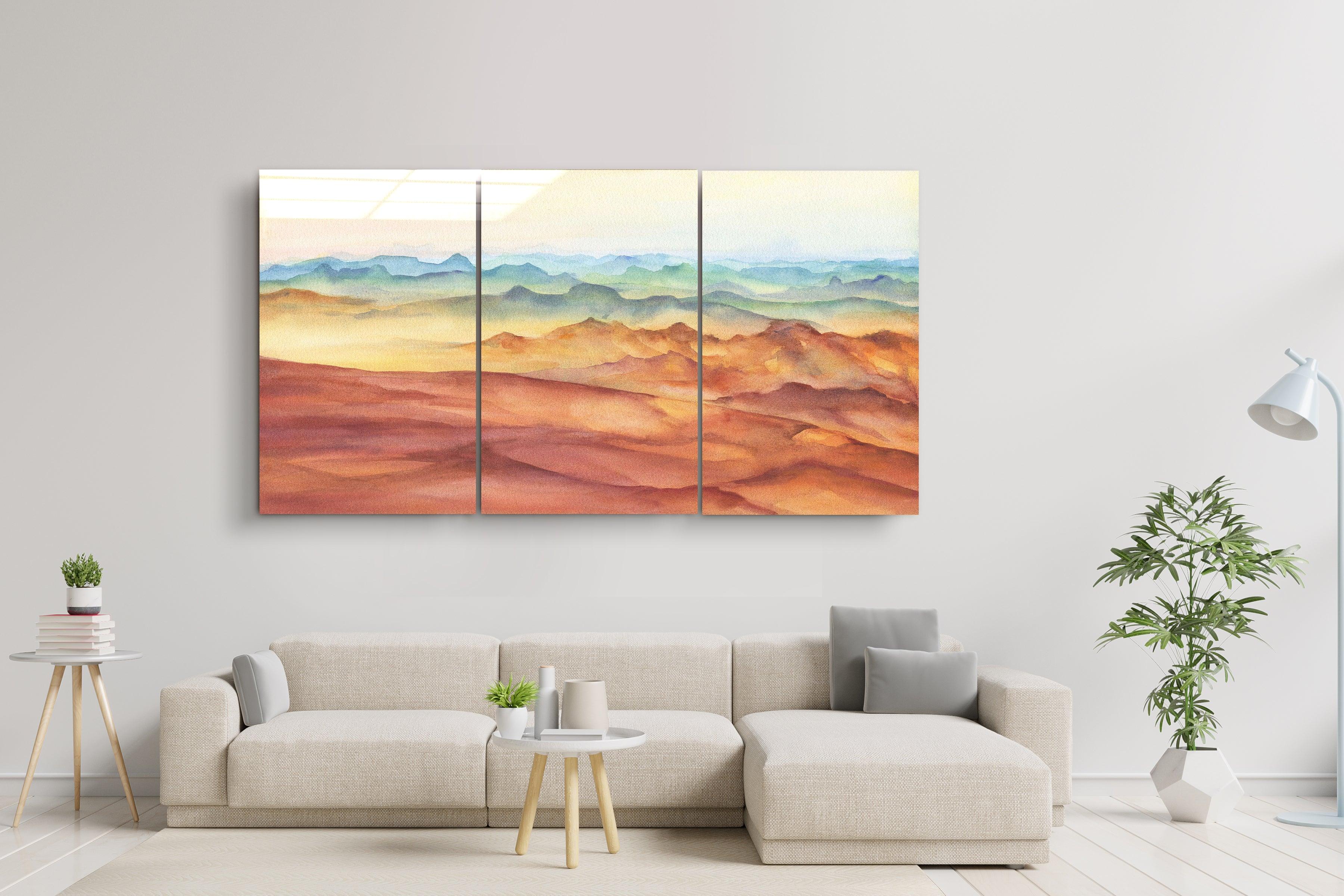 ・"Sand Sea - Trio"・Glass Wall Art