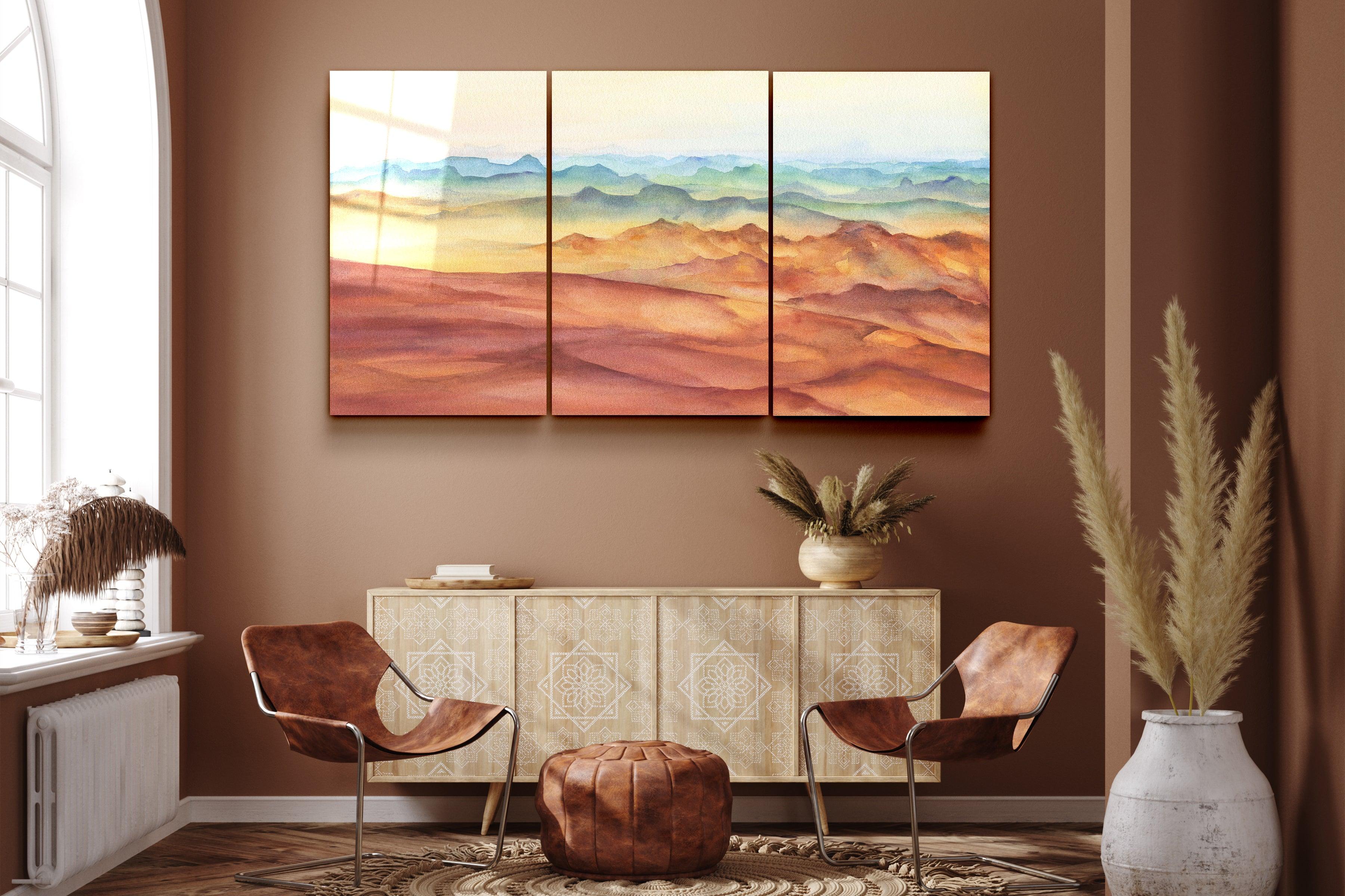 ・"Sand Sea - Trio"・Glass Wall Art