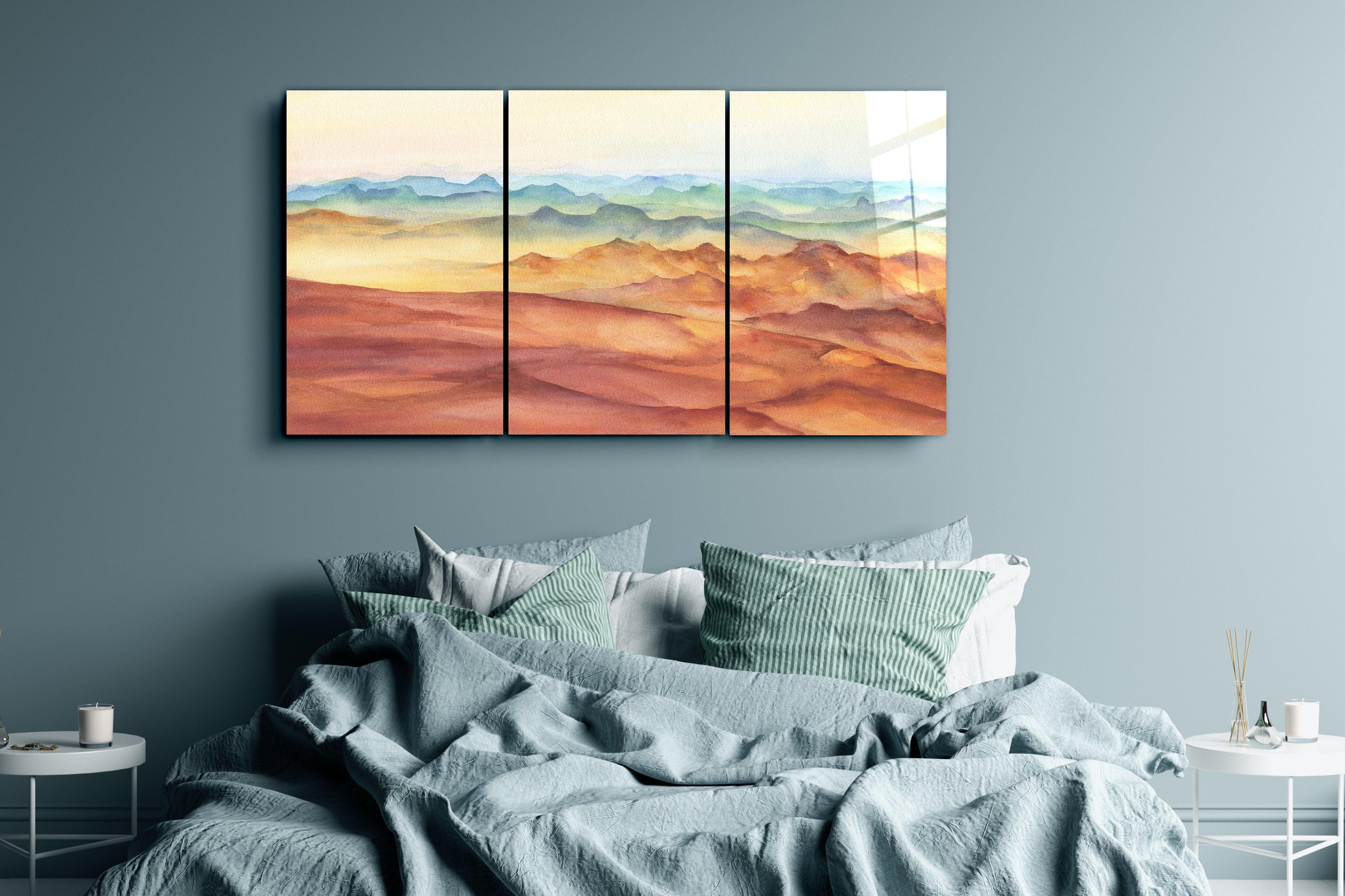 ・"Sand Sea - Trio"・Glass Wall Art