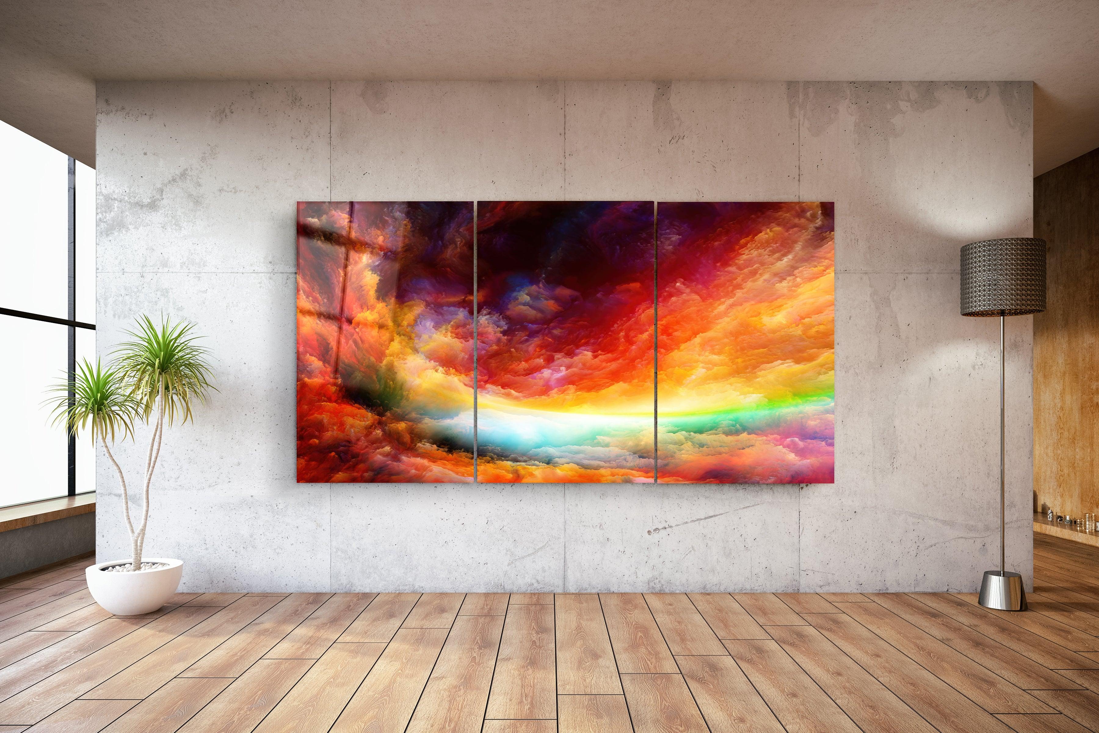 ・"Rainbow Clouds - Trio"・Glass Wall Art