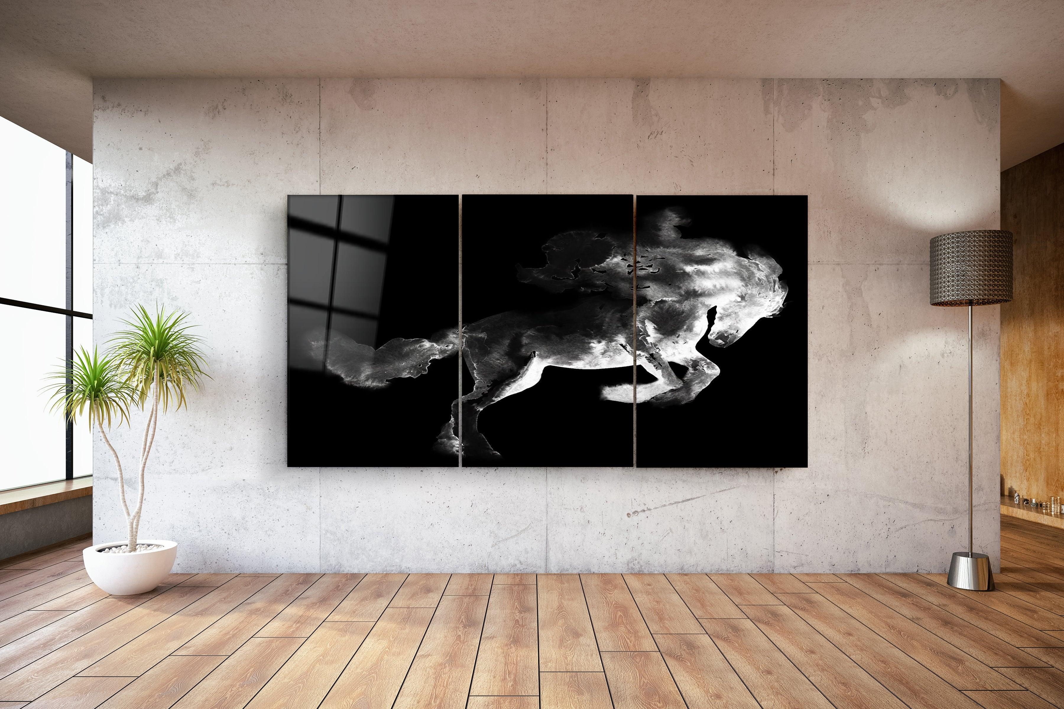 ・"Ghost Horse - Trio"・Glass Wall Art