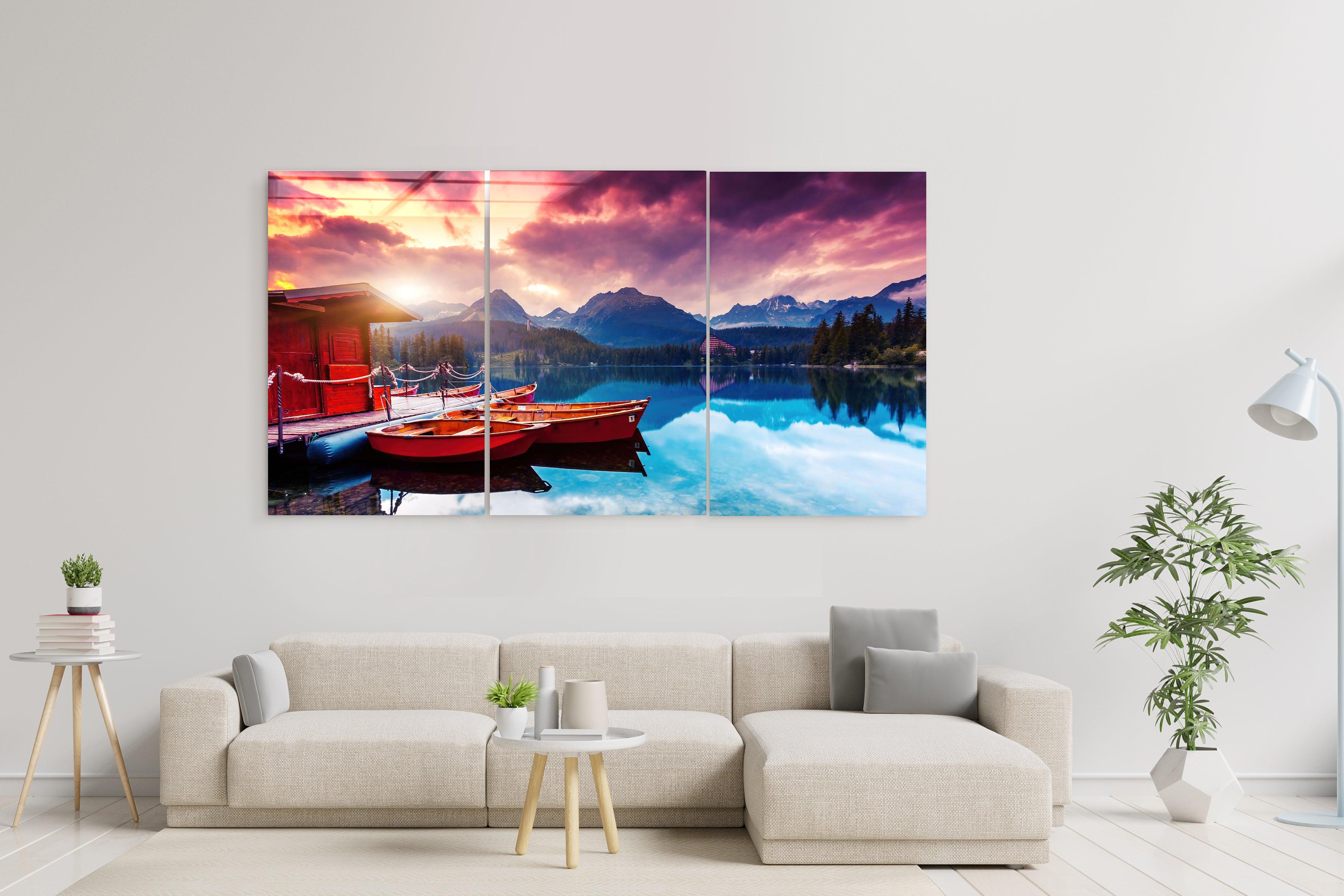 ・"Silent Lake V1 - Trio"・Glass Wall Art