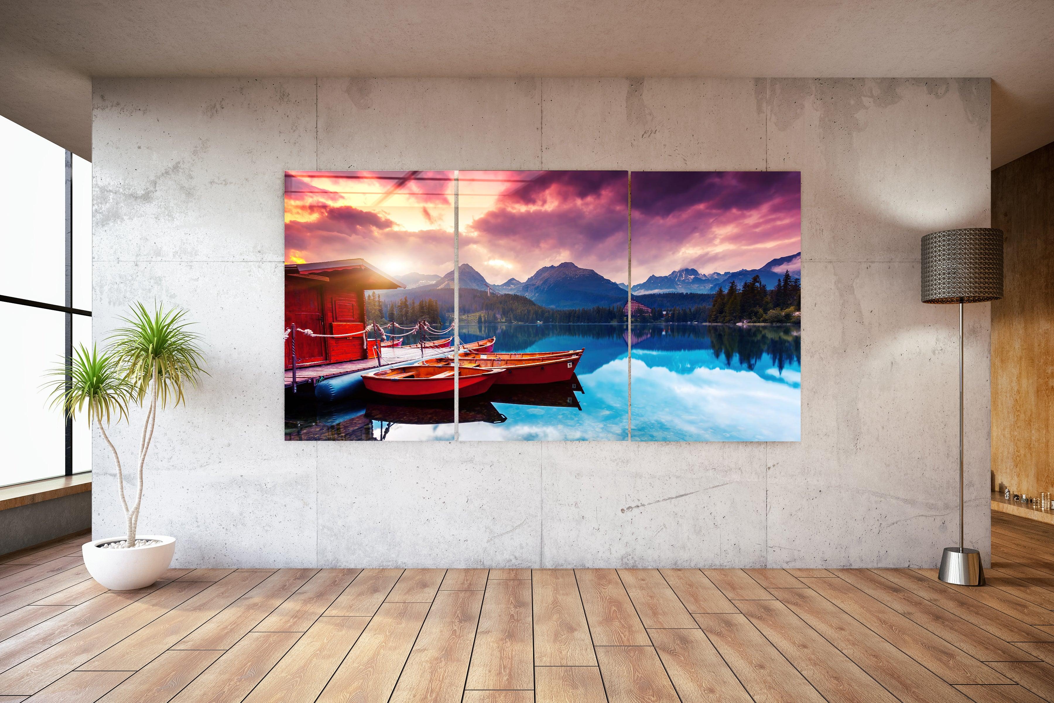 ・"Silent Lake V1 - Trio"・Glass Wall Art
