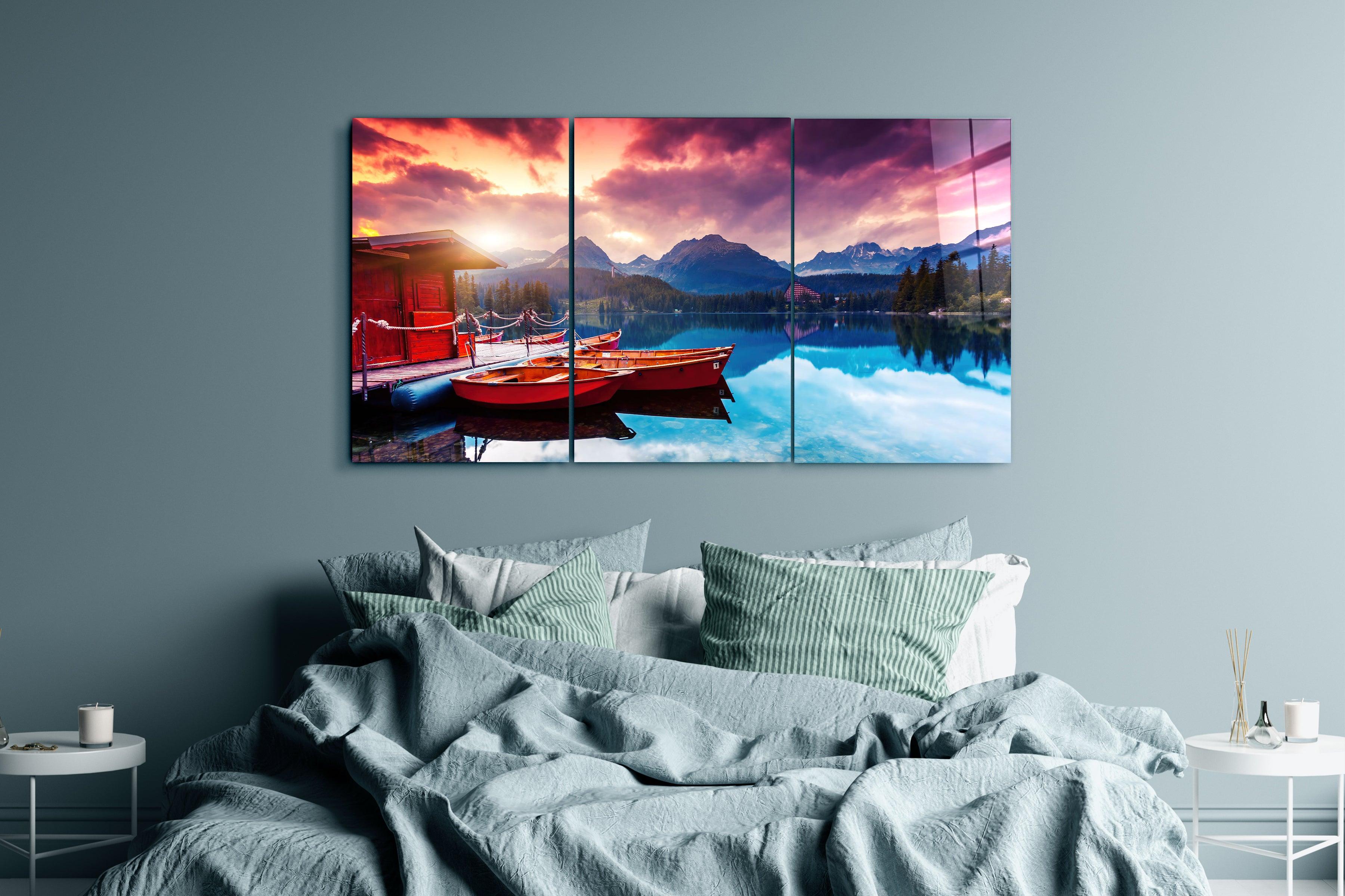 ・"Silent Lake V1 - Trio"・Glass Wall Art