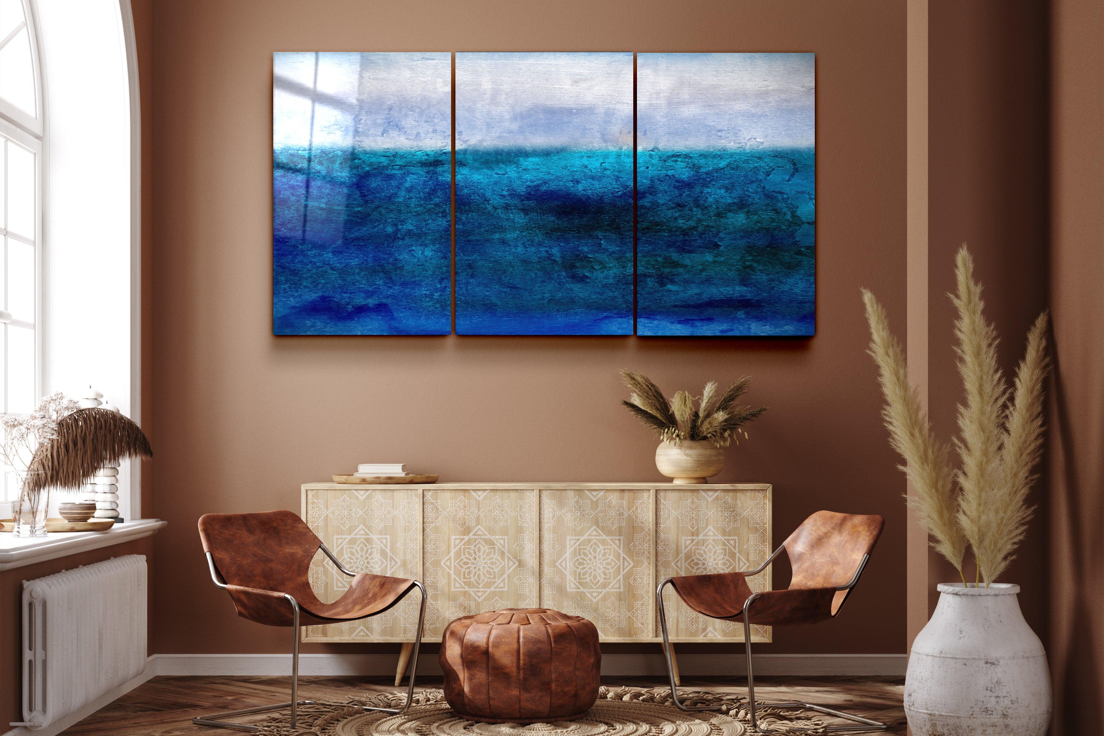 ・"Blury Sea - Trio"・Glass Wall Art