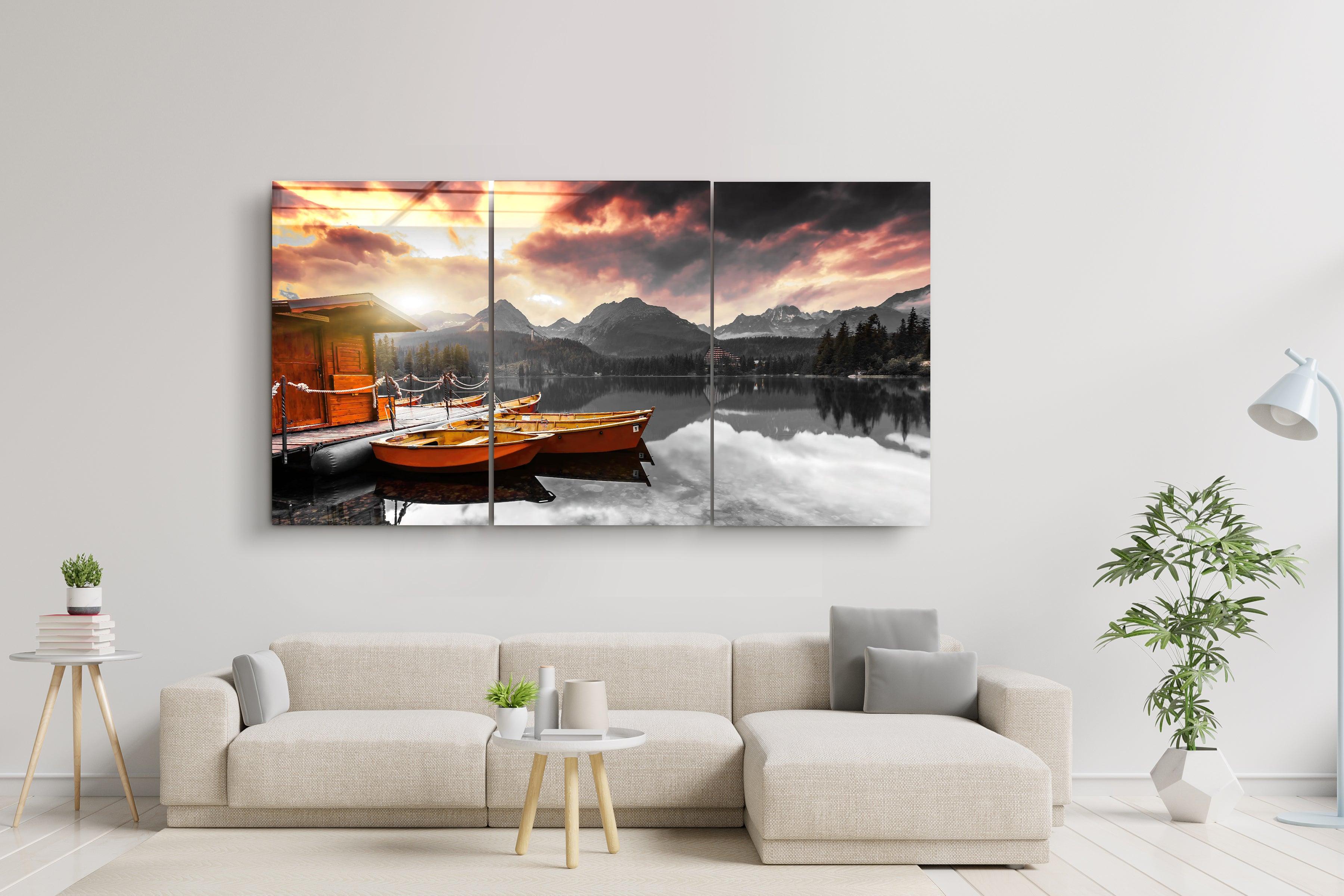 ・"Silent Lake V2 - Trio"・Glass Wall Art